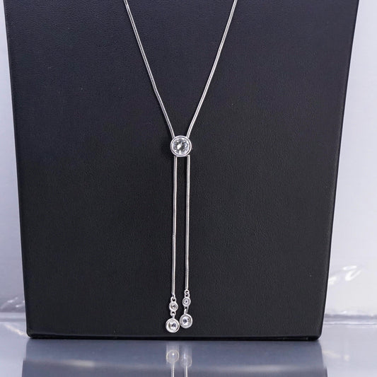 size adjustable up to 24", Sterling 925 silver snake chain necklace cz pendant