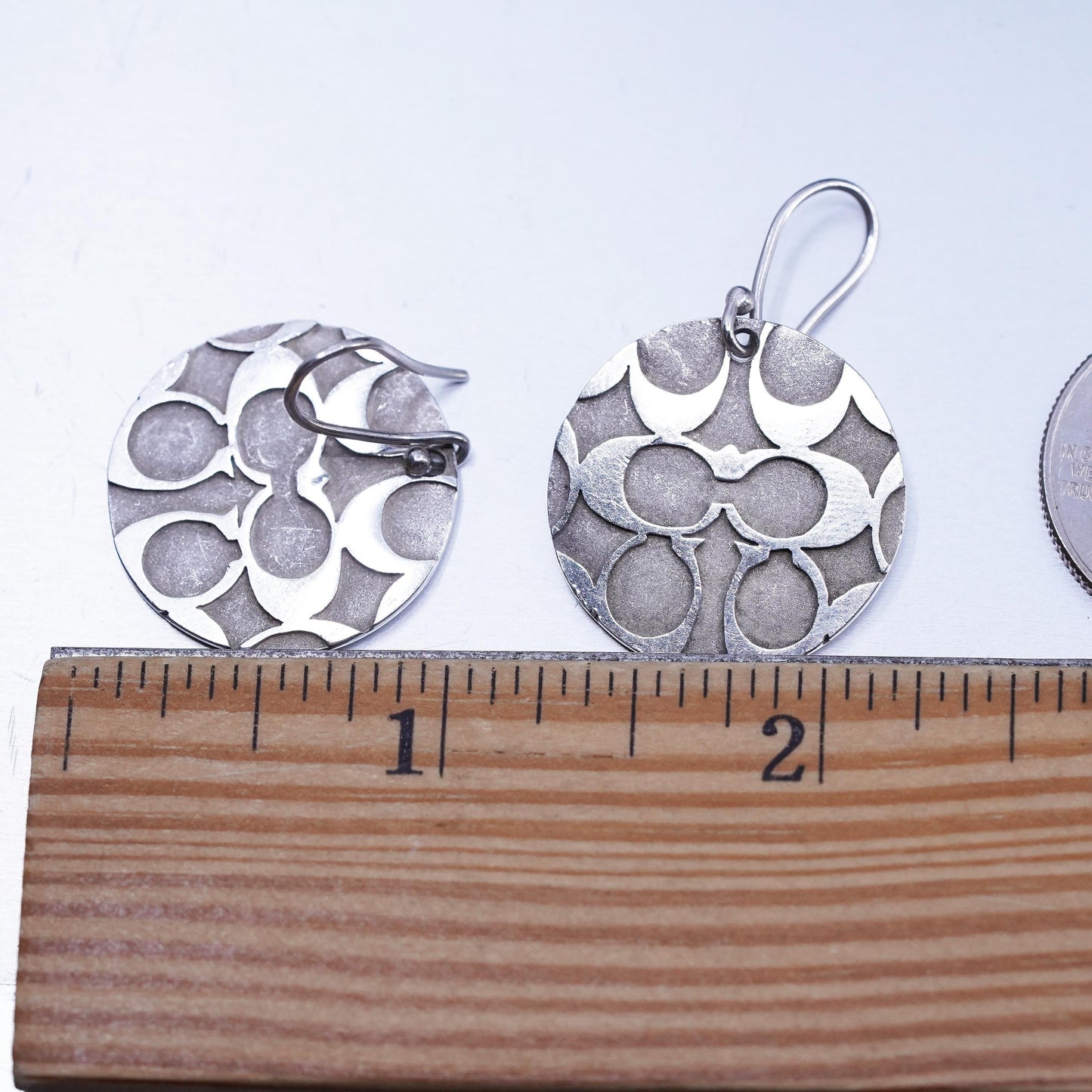 Coach VTG Signature C Charms Earrings Precious Metal Sterling Silver 925 Y2K