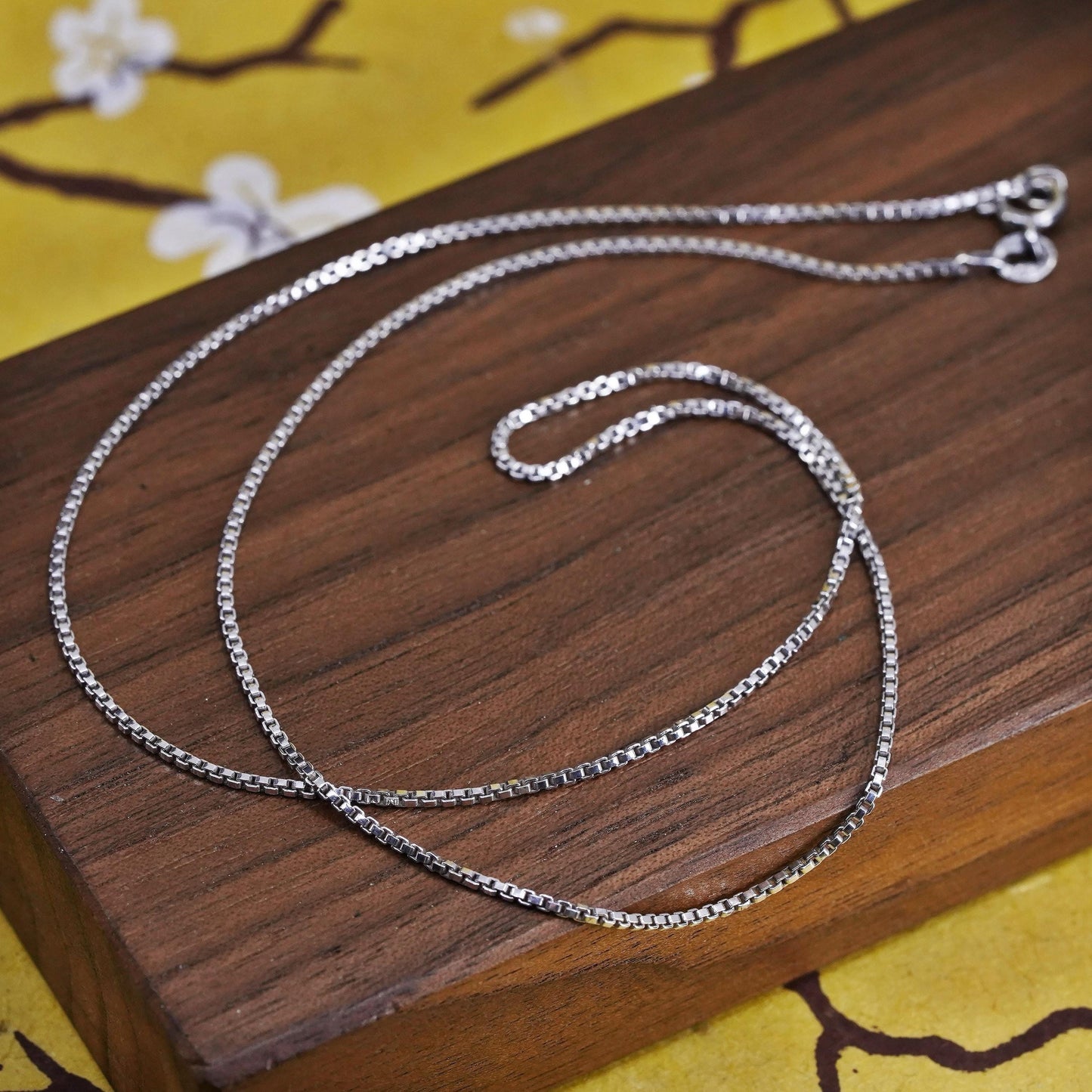 18", 1mm, Vintage Sterling silver box chain, Italy 925 necklace