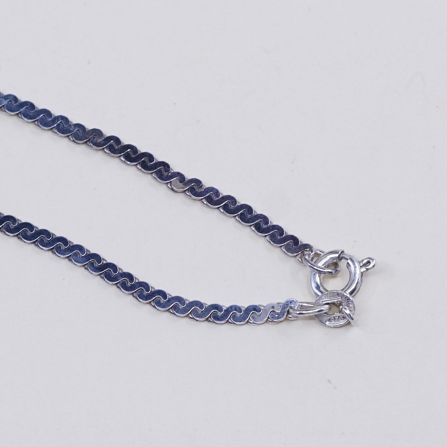18”, 2mm, vintage Sterling silver handmade necklace, 925 S link chain