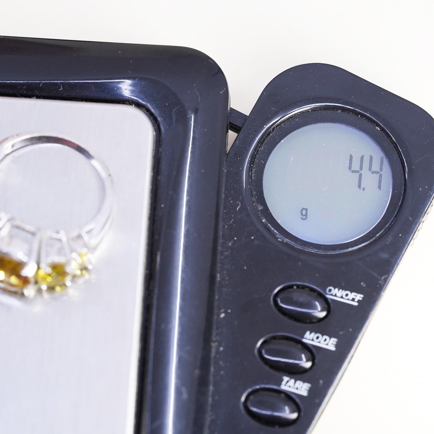 Size 6.25, vintage Sterling 925 silver handmade ring with oval citrine