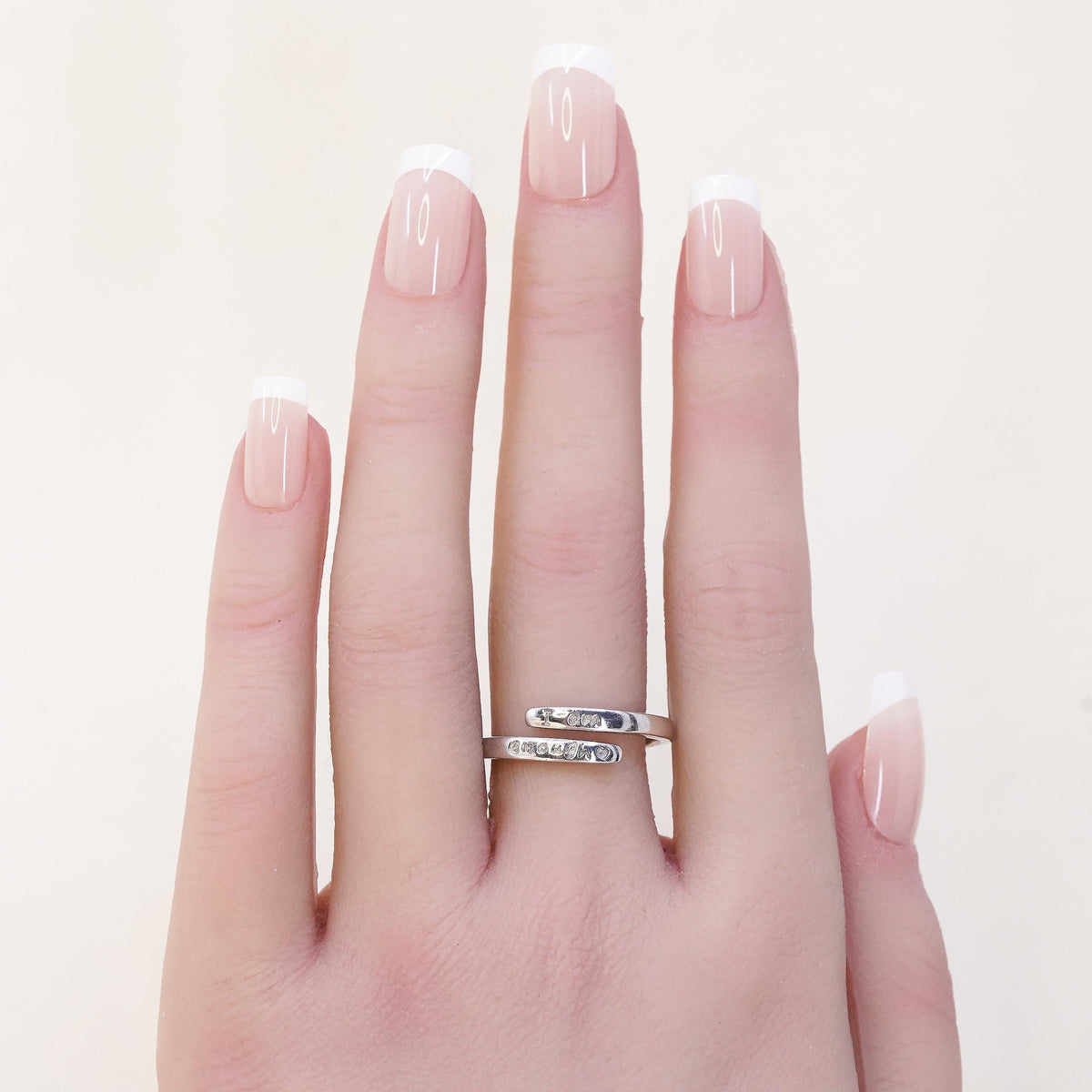 Sterling Silver 925 I Am Enough Wrap Ring, Inspirational Affirmation Heart Band