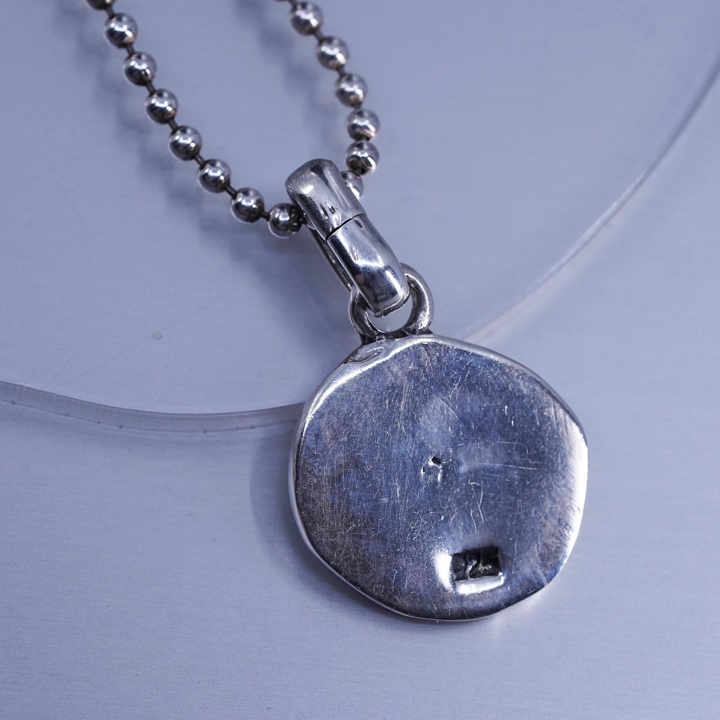 16” 2mm, Sterling 925 silver bead chain necklace with tag embossed paw print