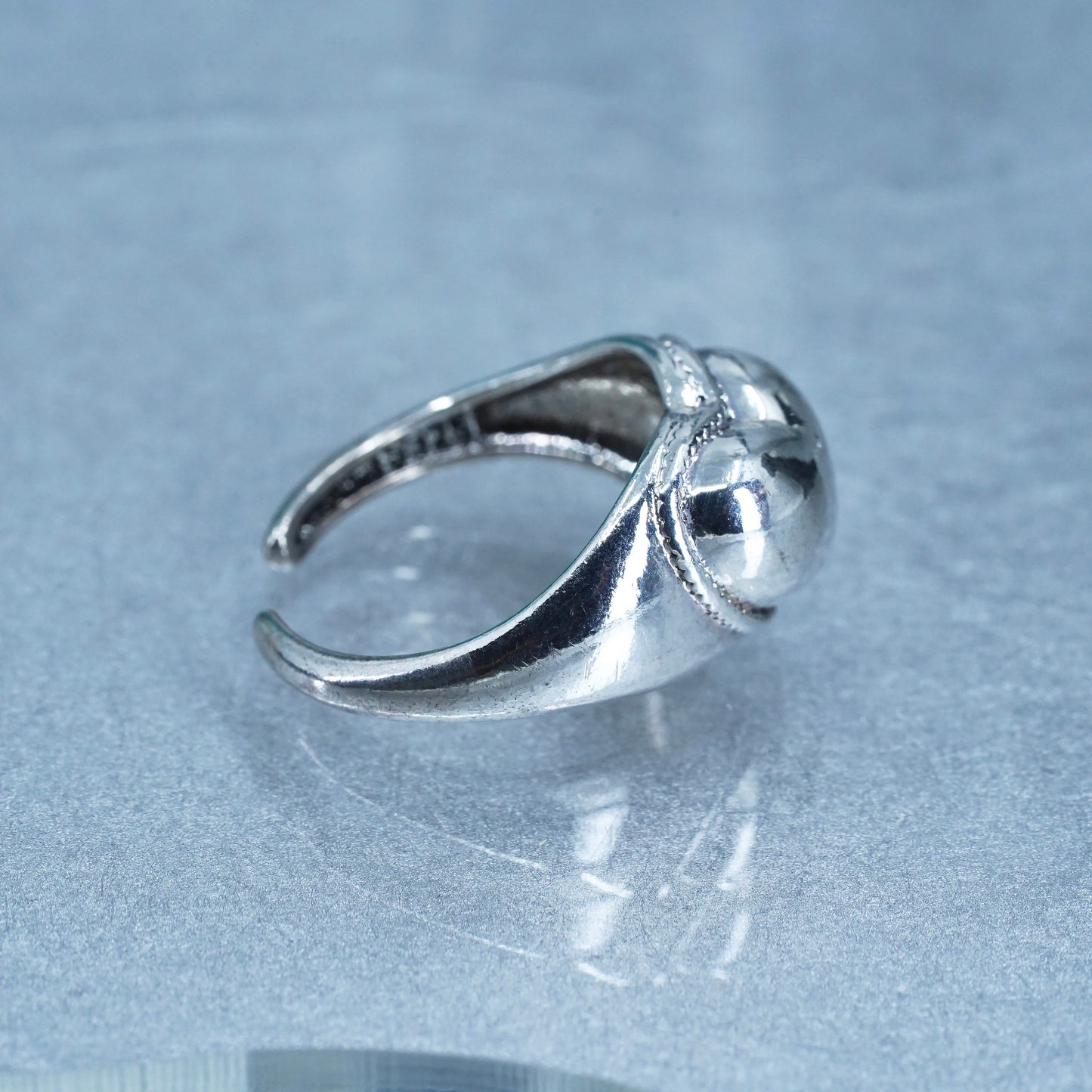 Size adjustable southwestern Sterling 925 silver handmade heart ring, band