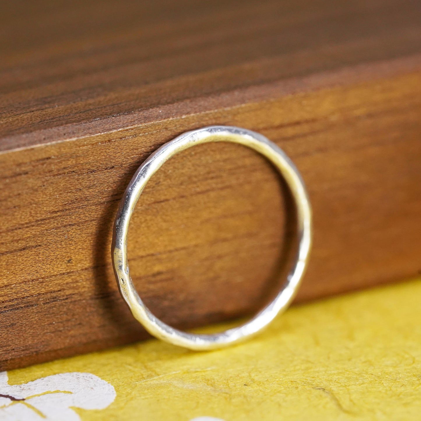 Size 7, Vintage Sterling silver handmade ring, 925 stackable textured band