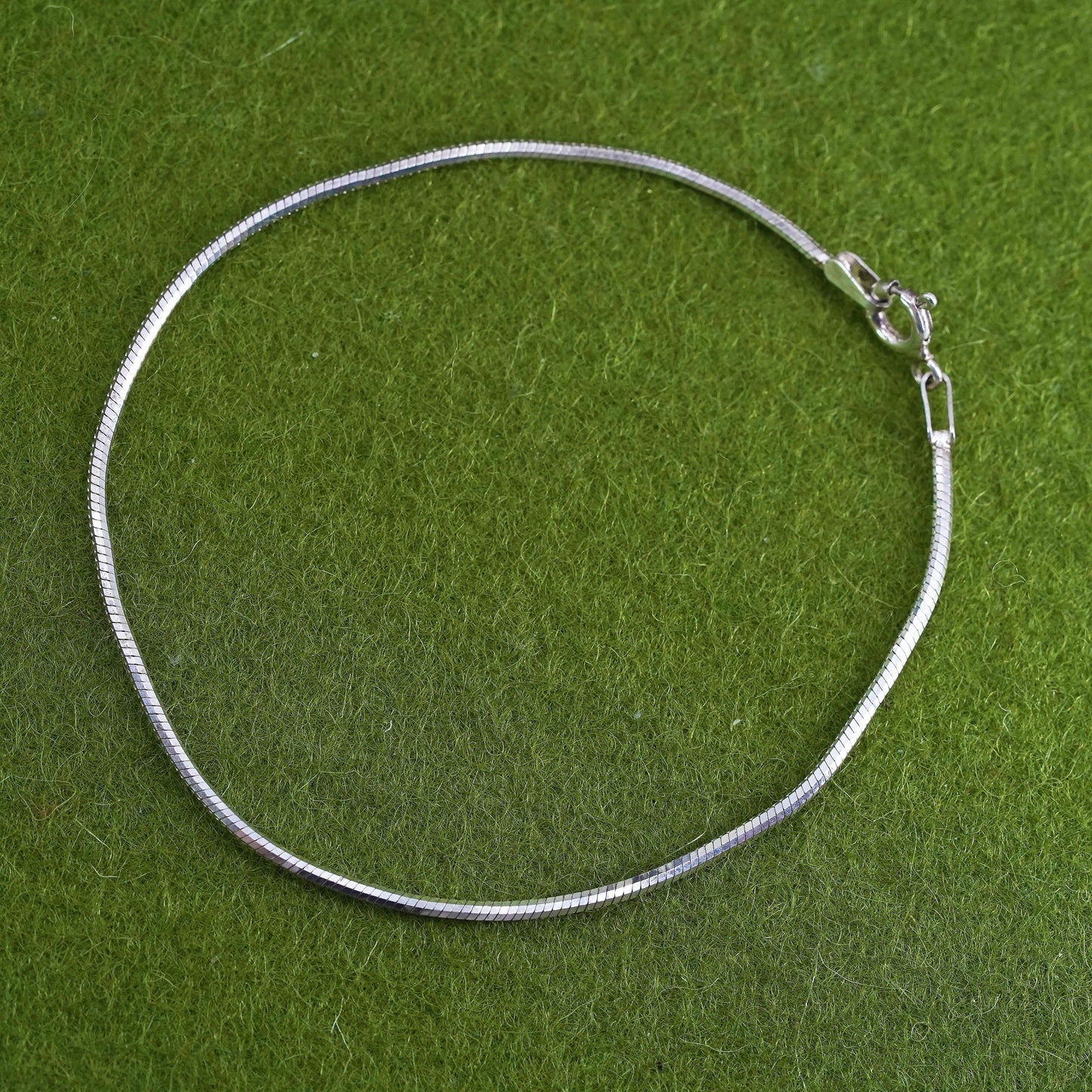 7.5", 1mm, Vintage sterling silver bracelet, Italy 925 square snake chain