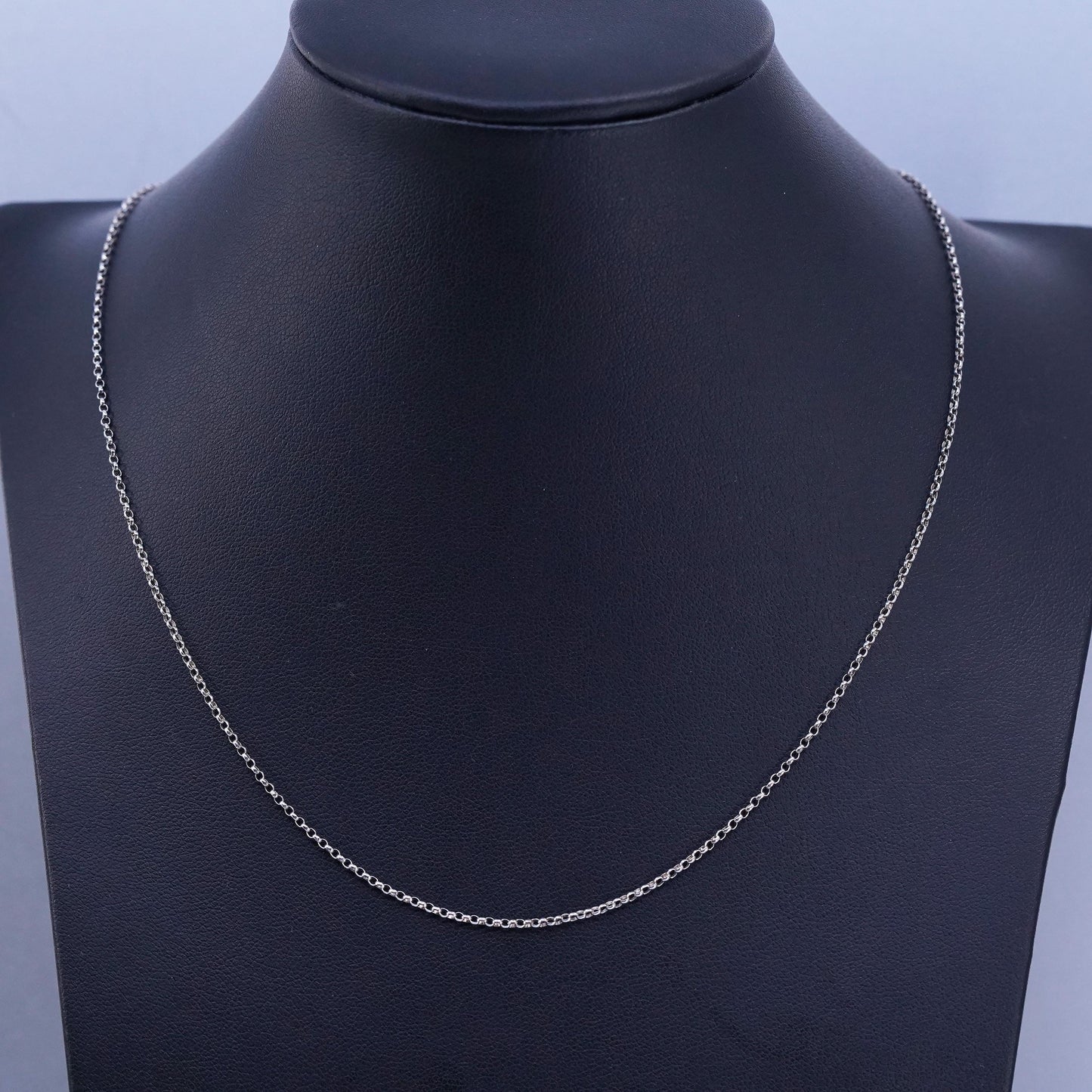 18” 1mm, vintage Sterling 925 silver circle chain necklace