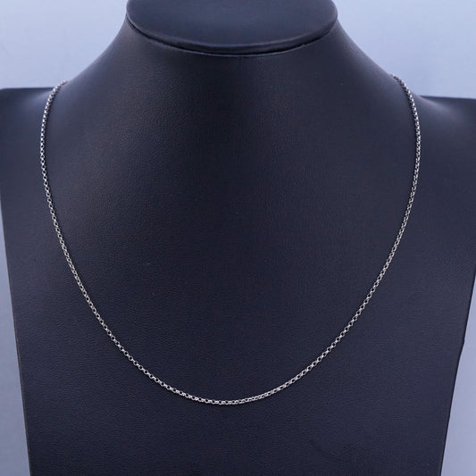 18” 1mm, vintage Sterling 925 silver circle chain necklace