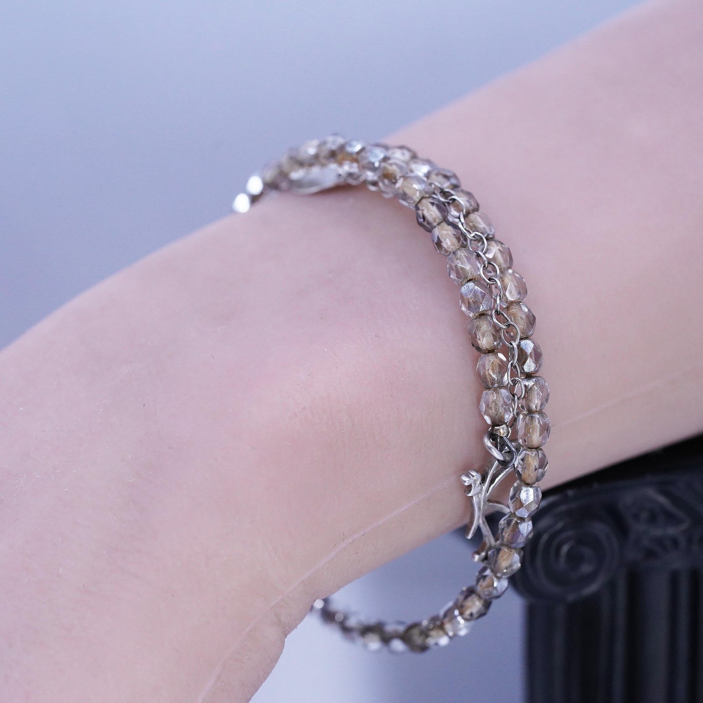 7.25" Crystal 925 Sterling Silver Donna Dressler Wrap Bracelet Bangle butterfly