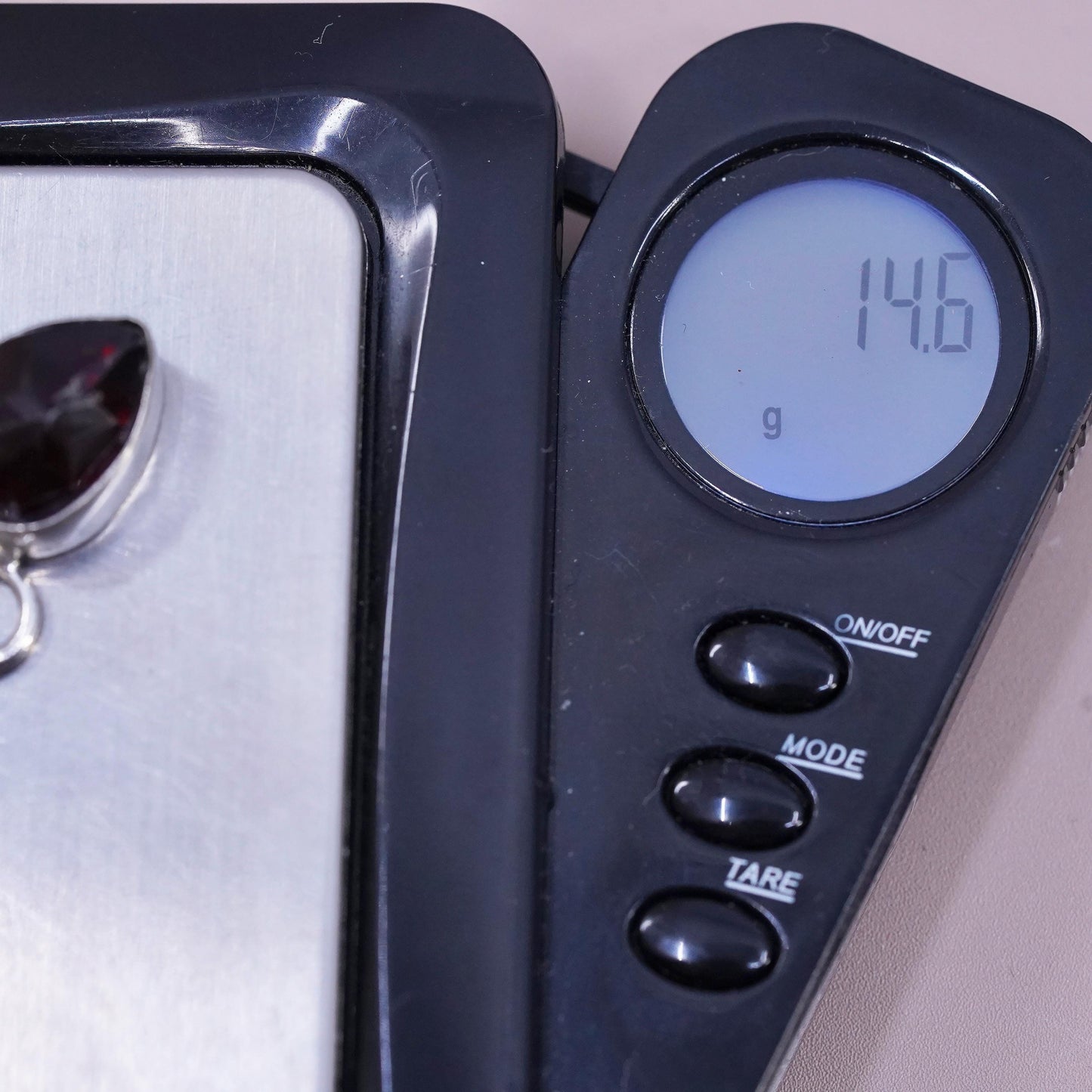 Vintage Sterling 925 silver handmade pendant with purple agate teardrop garnet