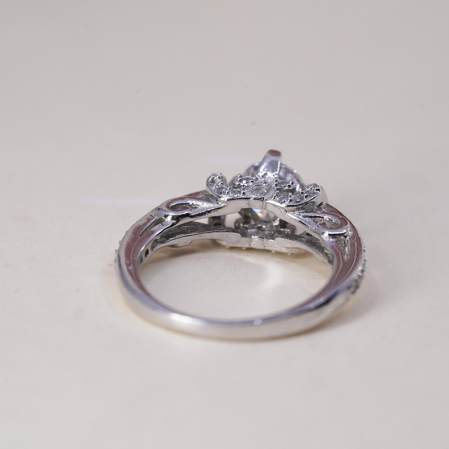 Size 5.5, Sterling silver ring, 925 silver with round cut crystal CZ cluster