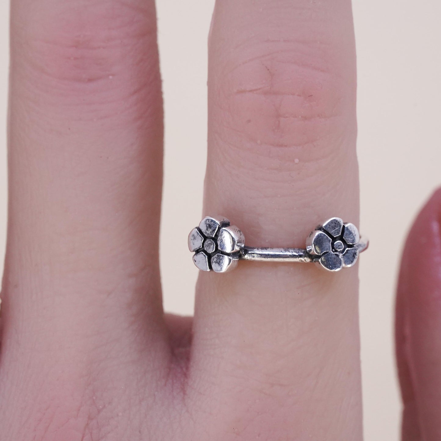Size 5.5, vintage Sterling silver handmade ring, 925 flower