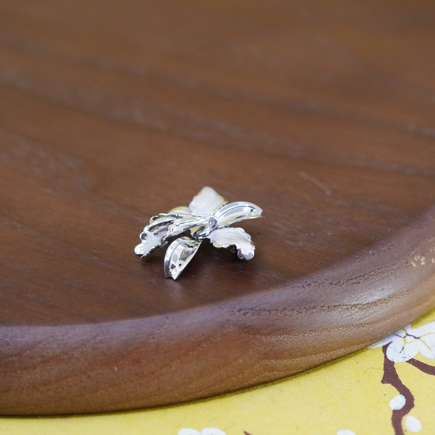 Vintage Bond Boyd handmade sterling 925 silver orchid flower brooch