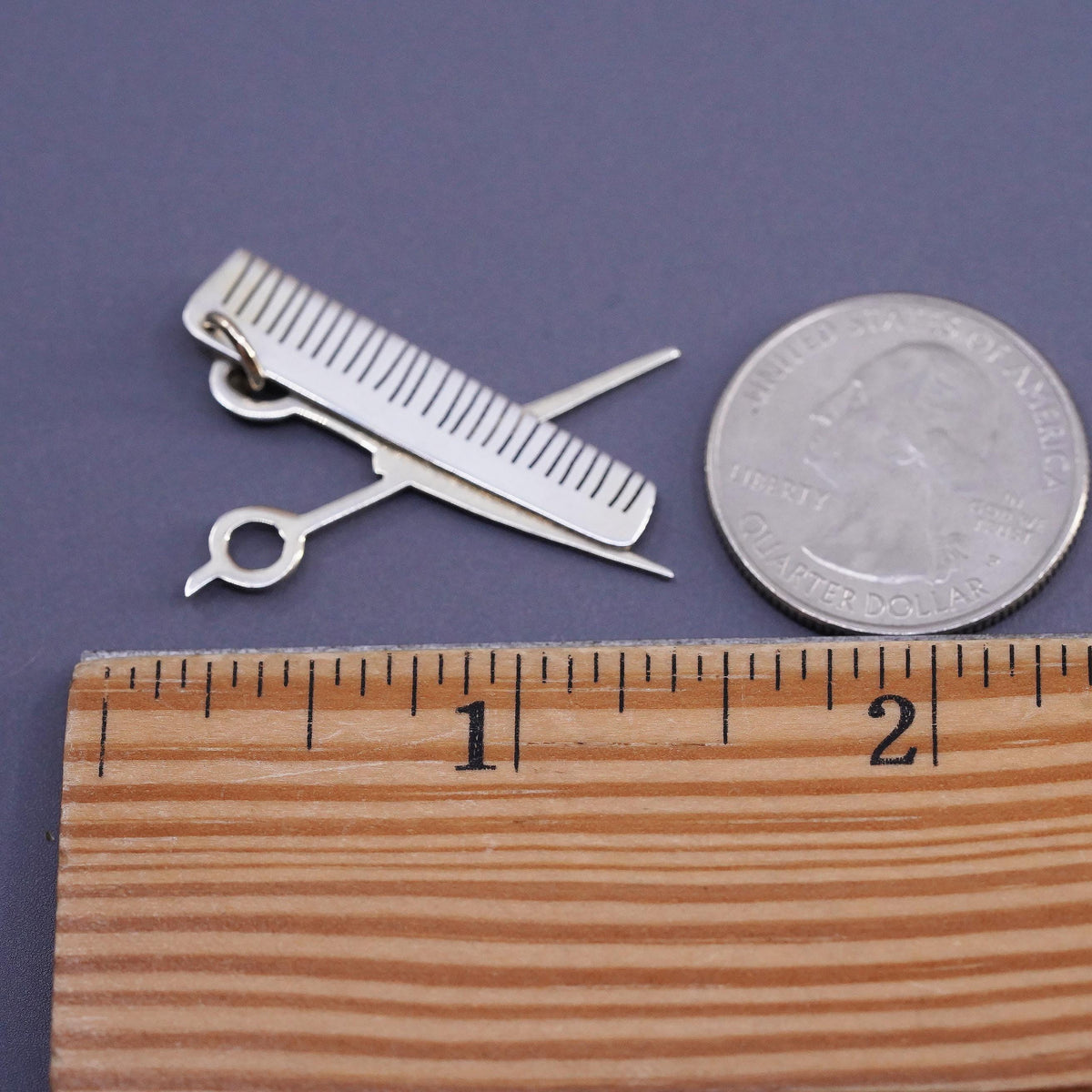 Sterling 925 Silver Hairdresser Scissors Comb Charm Pendant, Barber Hairstylist