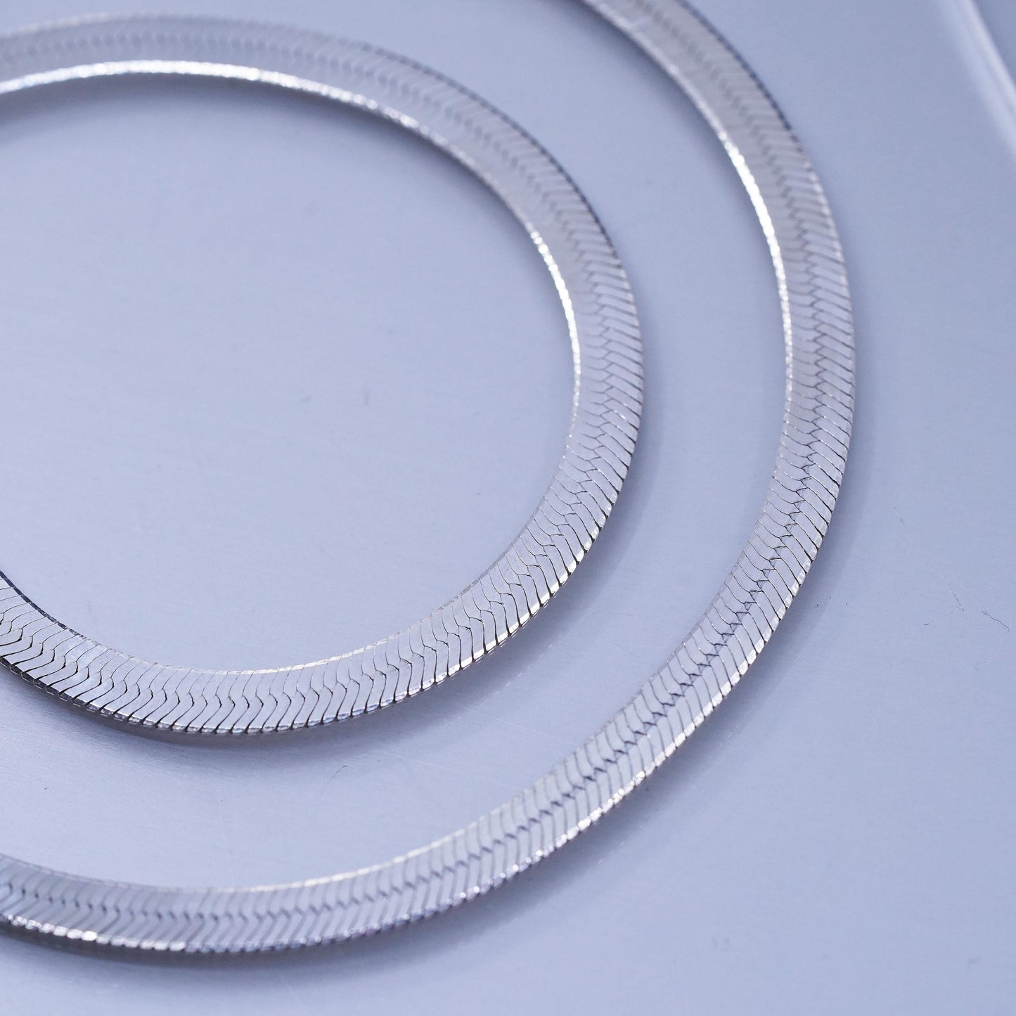 18” 6mm, vintage Italian Sterling 925 silver herringbone chain necklace