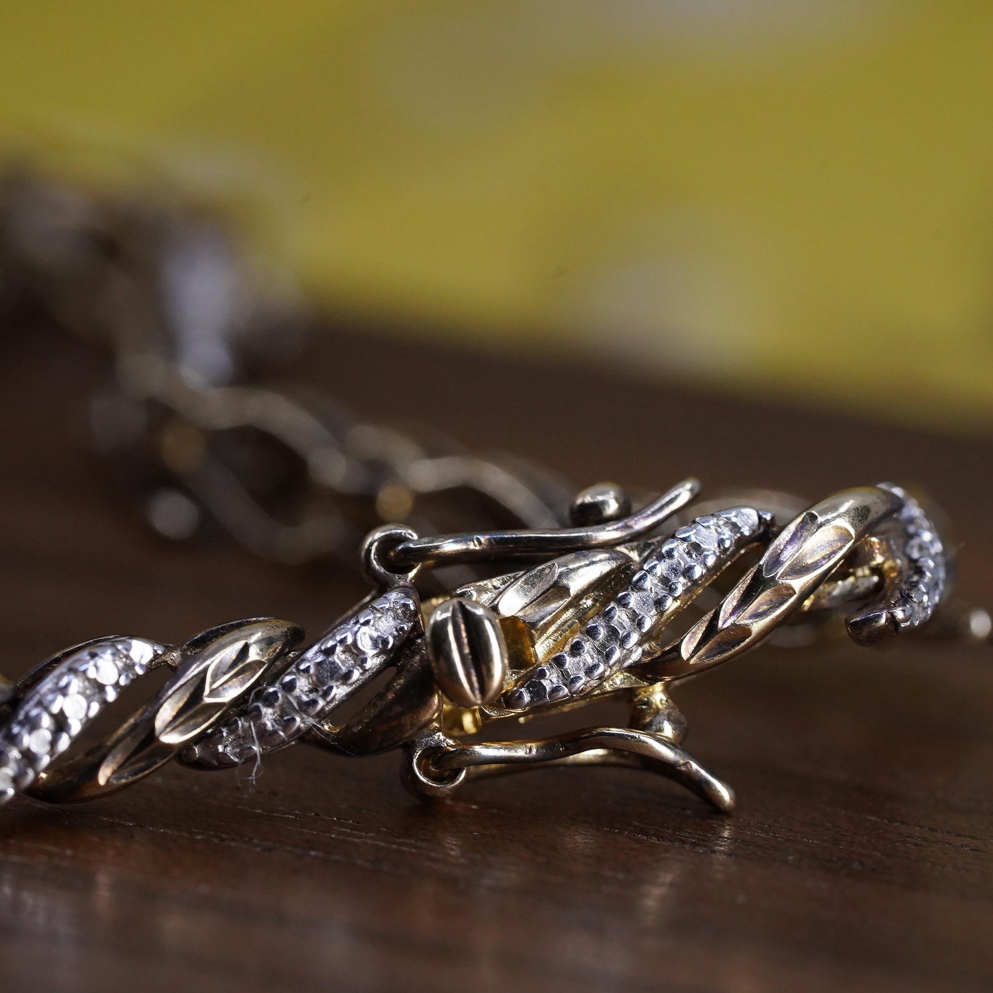 7.25”, vermeil gold over Sterling silver tennis bracelet 925 San Marco diamonds
