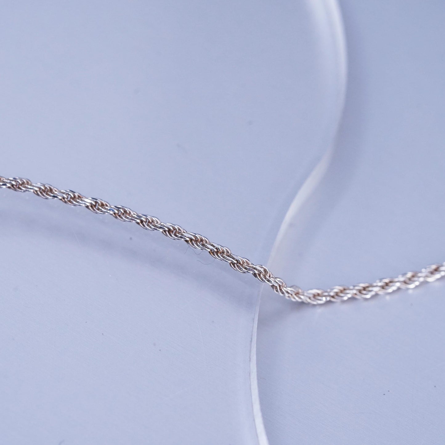 18” 2mm, vintage Italy Sterling 925 silver Singapore rope chain necklace
