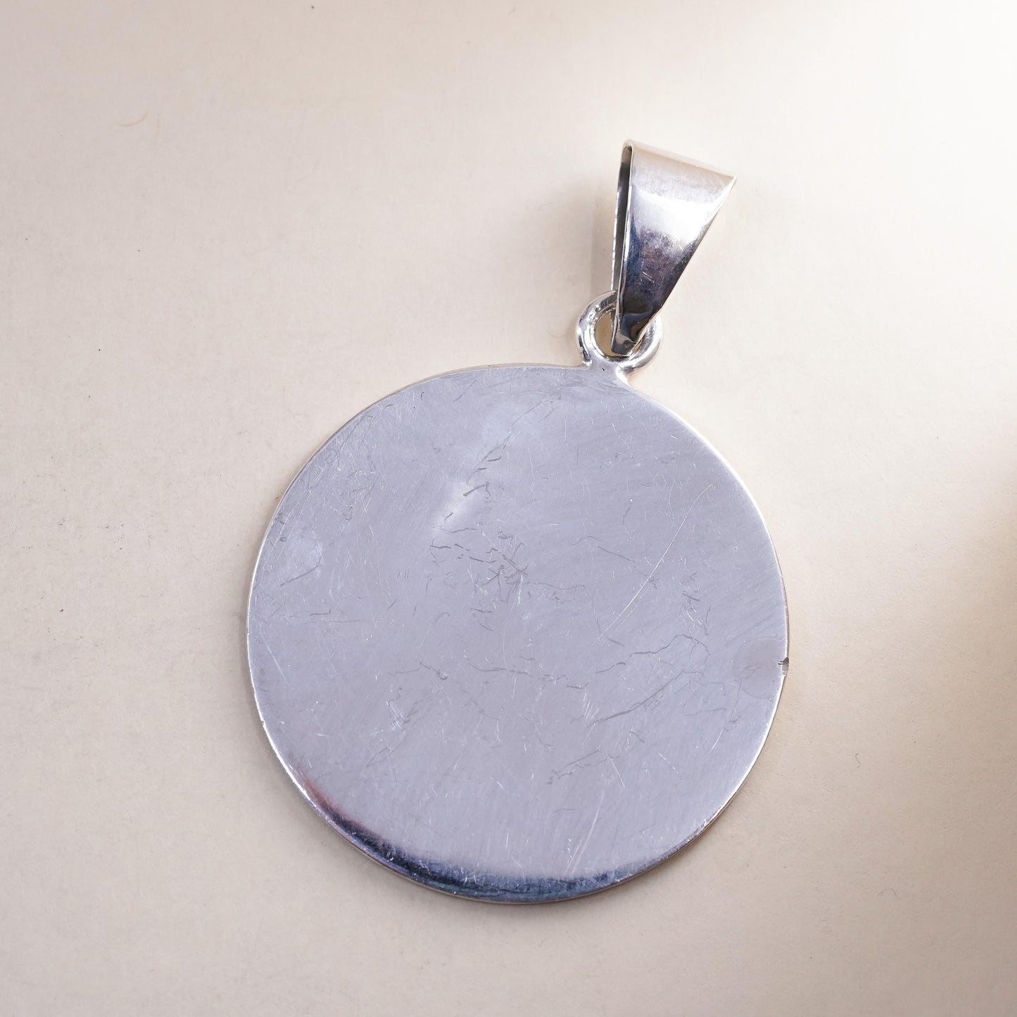 Vintage Mexican sterling 925 silver blank circle pendant