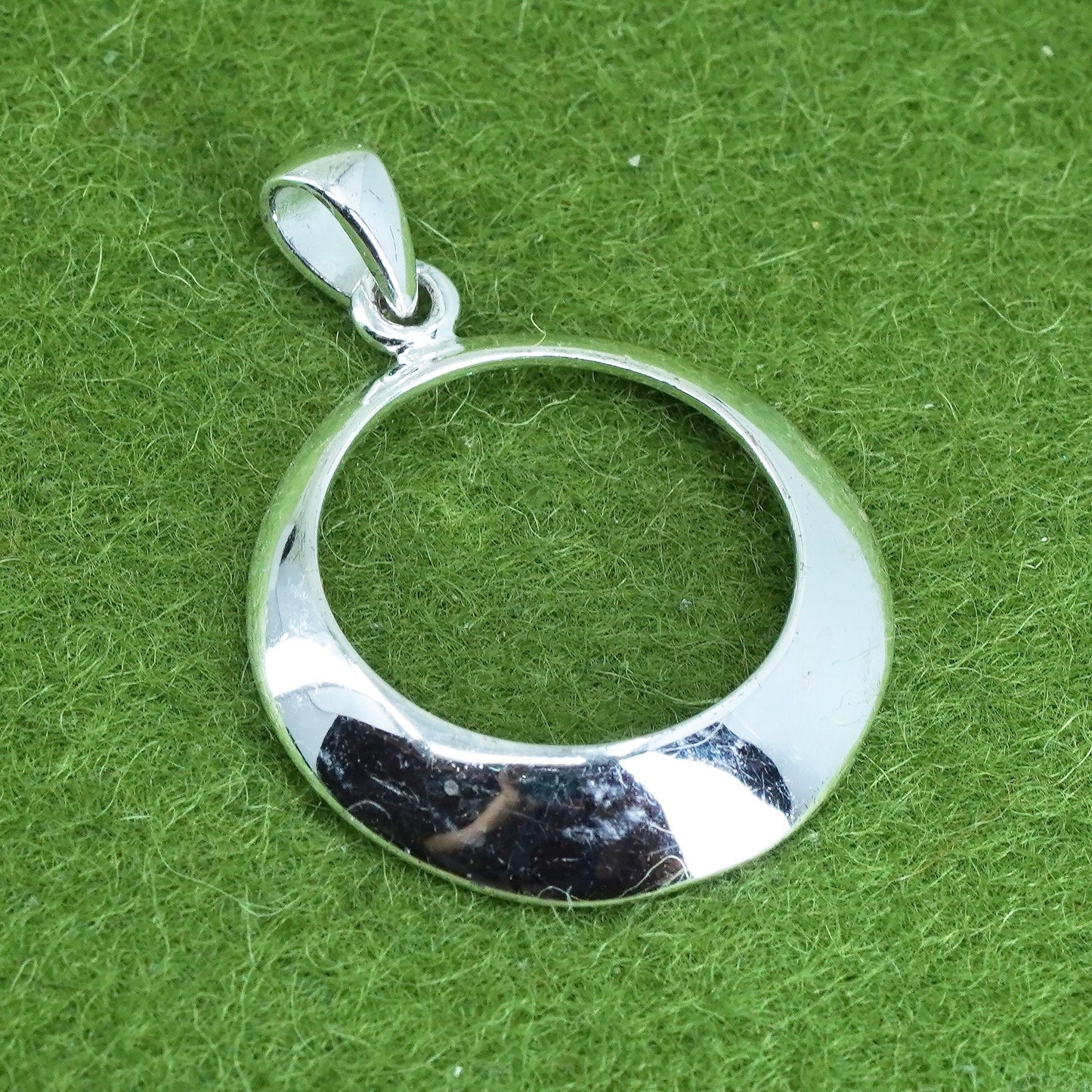 Vintage sterling silver handmade pendant, 925 circle charm