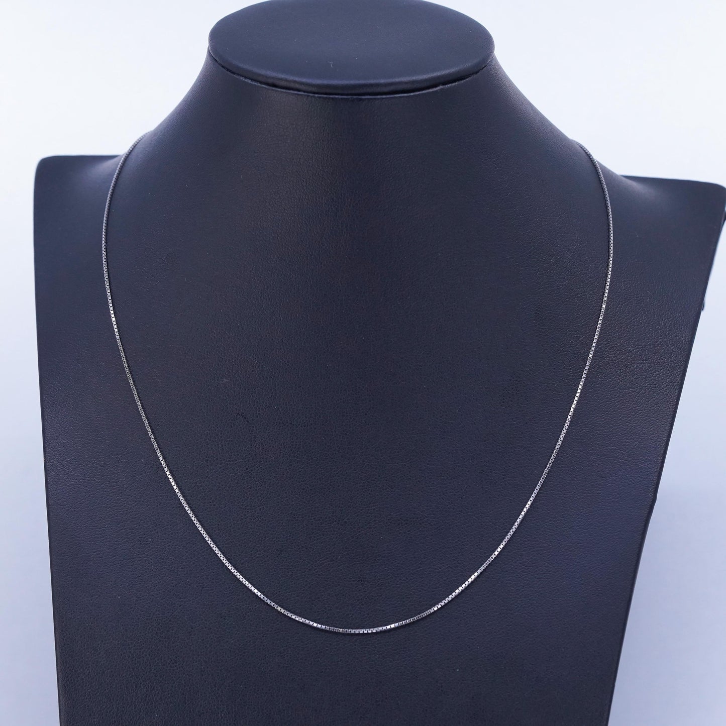16+2” 1mm, vintage Italy 925 silver box chain necklace