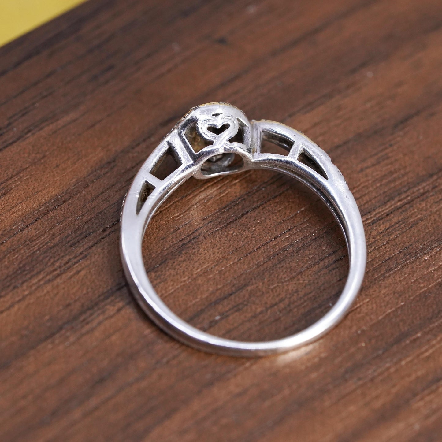 Size 8.25, vintage Sterling silver ring, 925 band with cluster diamond