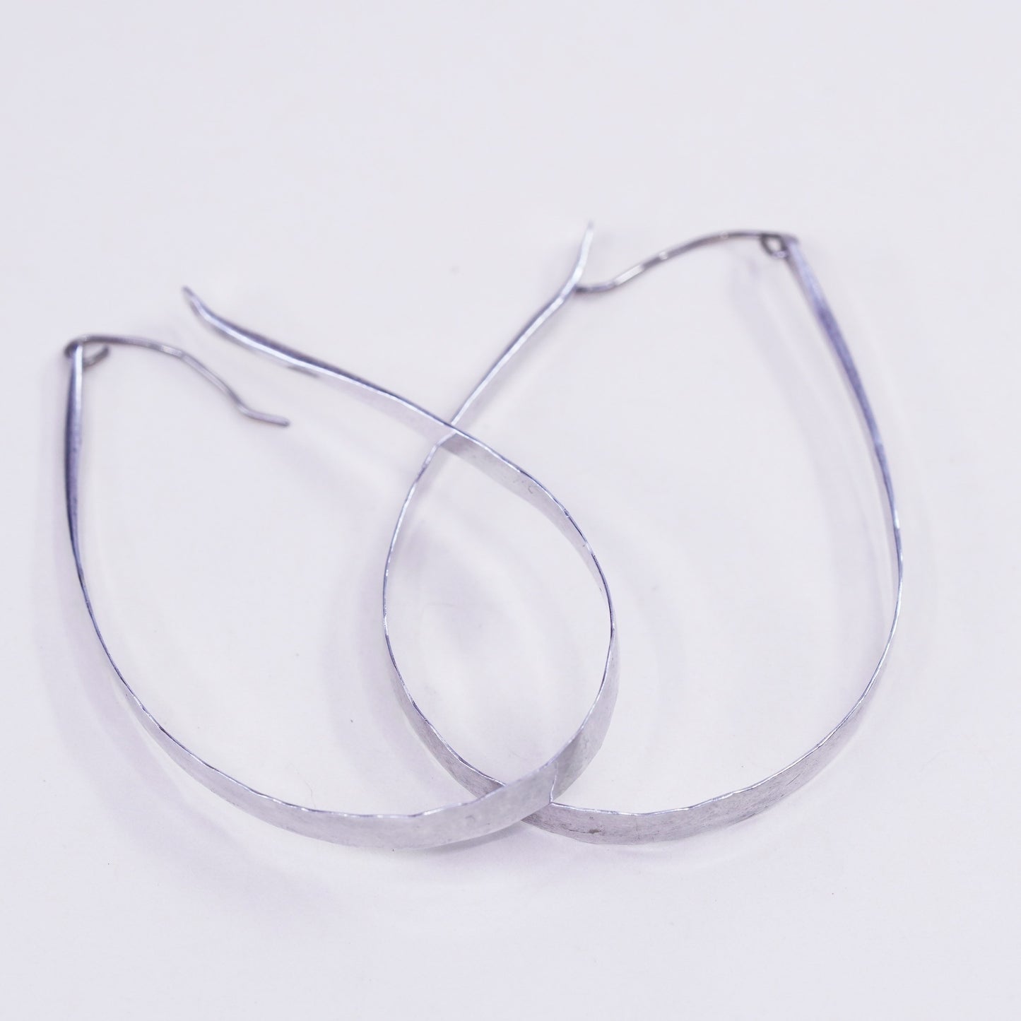 2”, Vintage sterling 925 silver loop earrings, oval hoops, silver tested