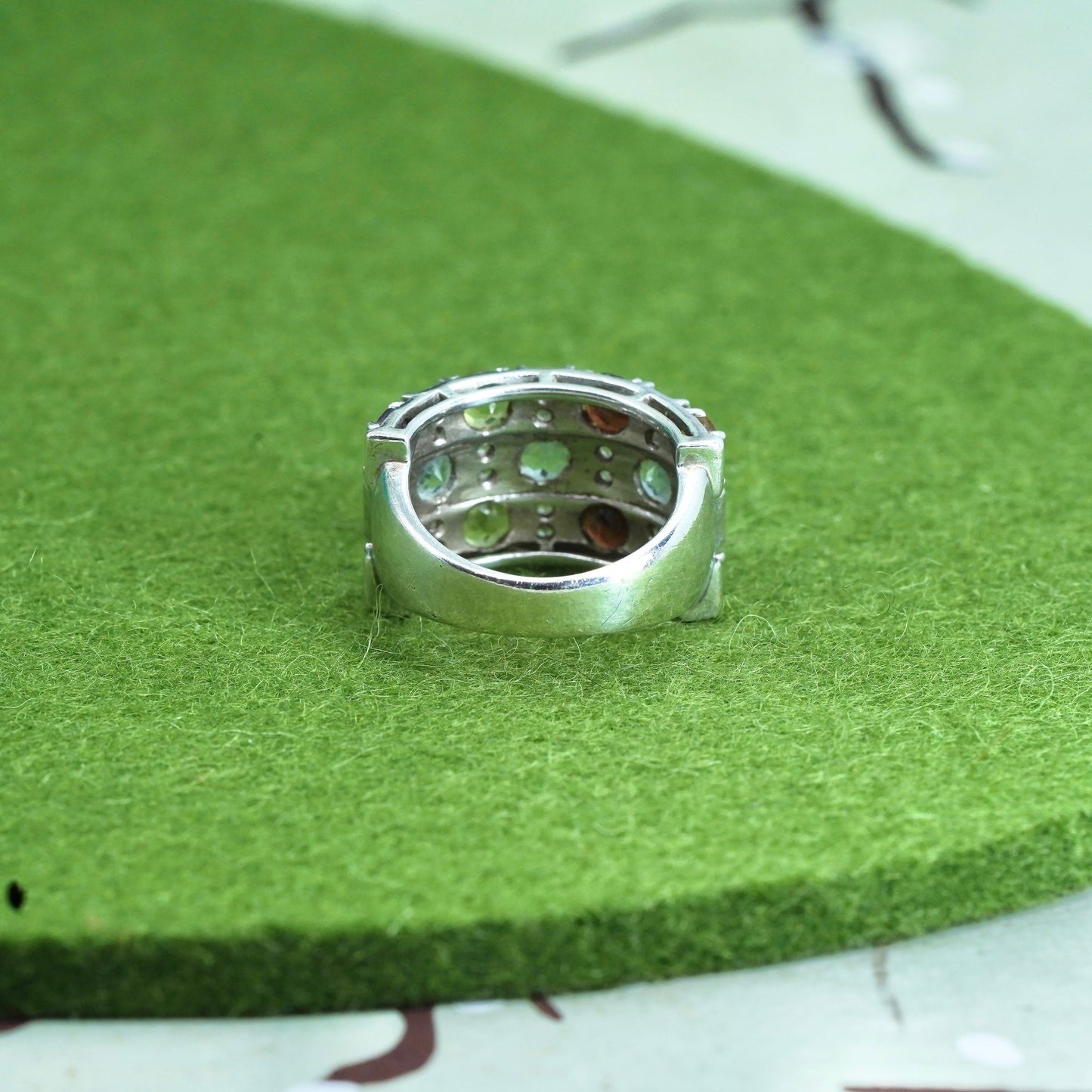 Size 5, sterling silver 925 ring topaz citrine peridot ruby amethyst diamond