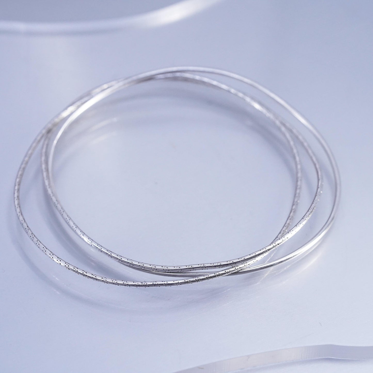 7.75”, VTG Sterling 925 silver bracelet, multi strands entwined slide on bangle