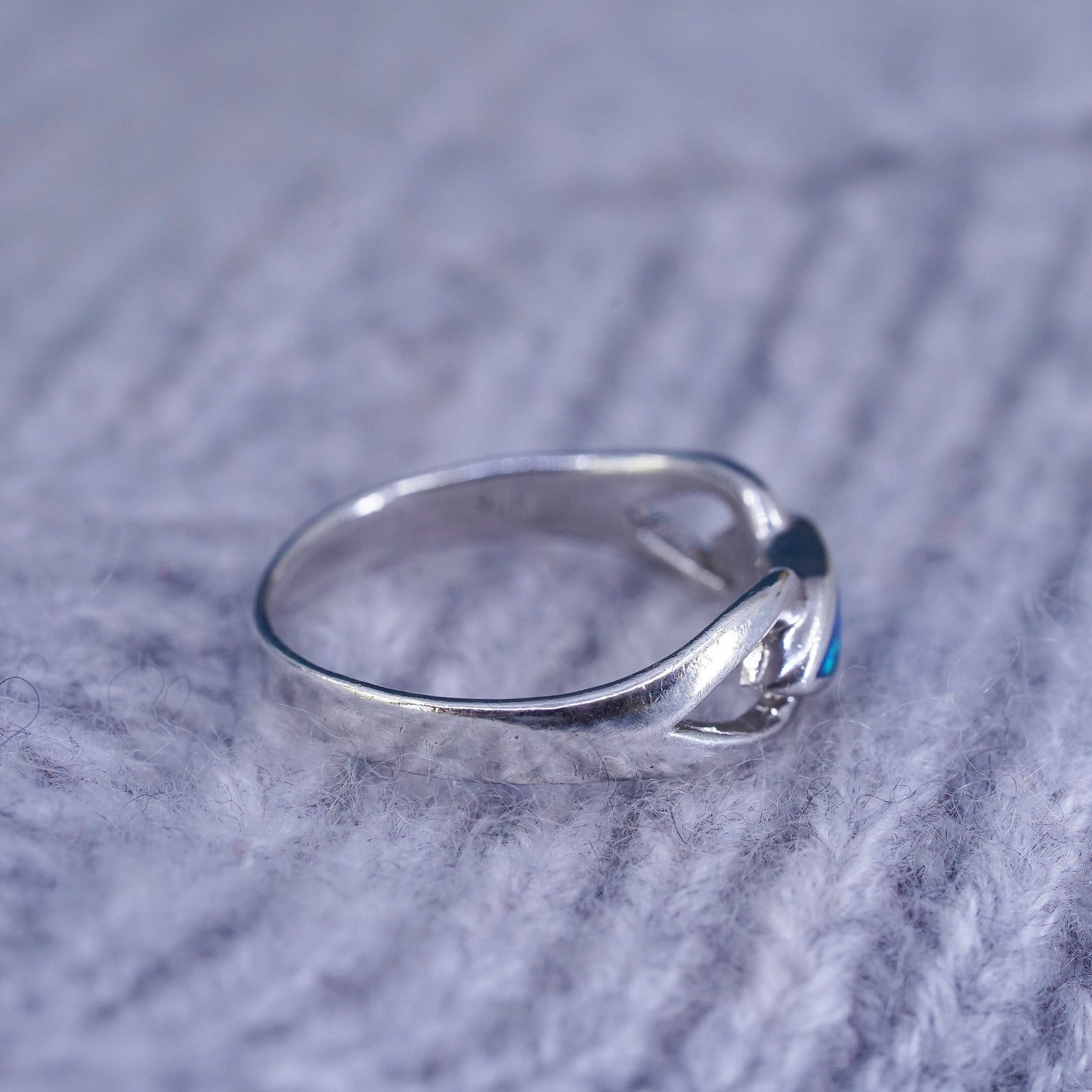 Size 7.75, VTG Sterling Silver Native American opal Ring, ring, 925 band opal