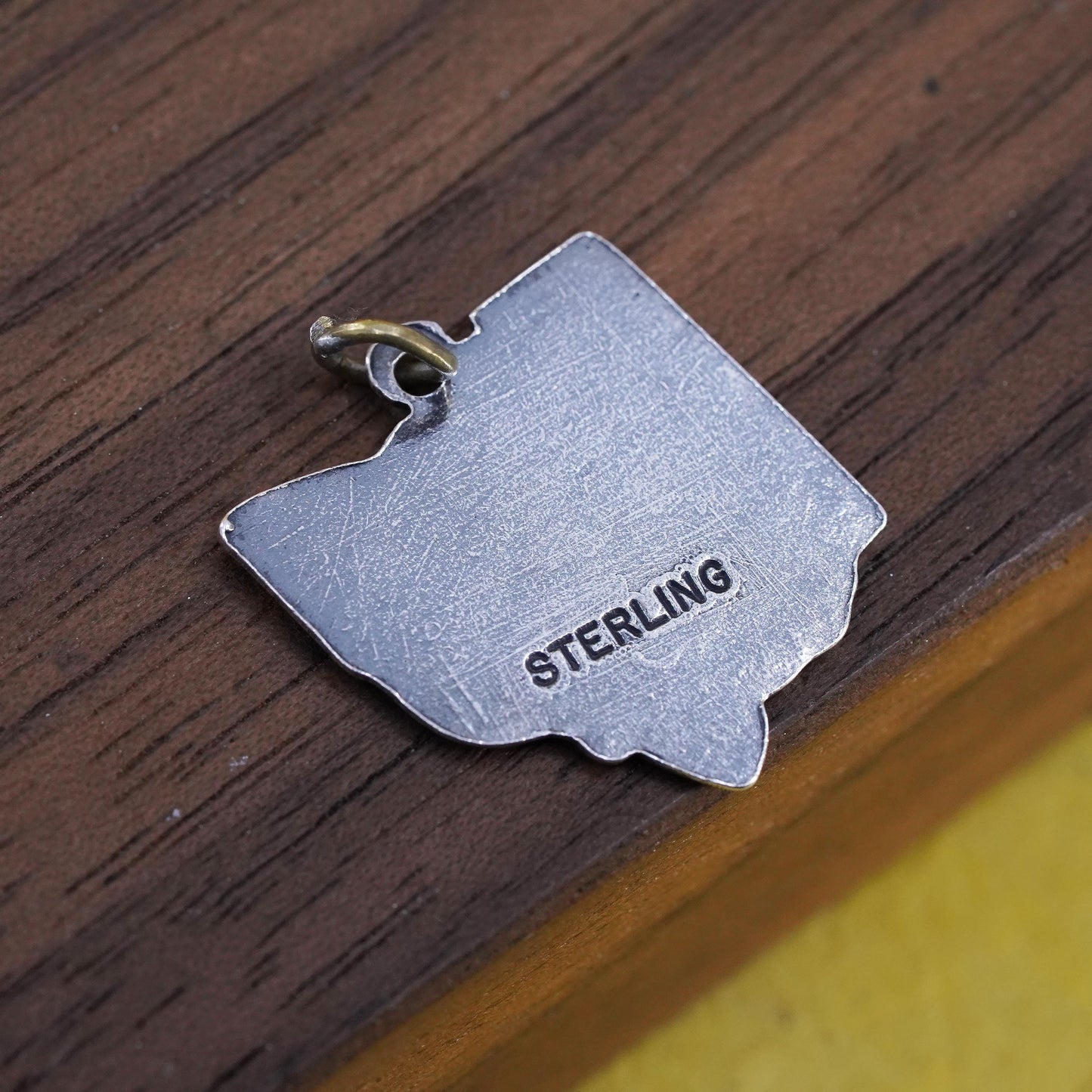 Vintage Sterling silver handmade charm, 925 pendant Ohio state tag