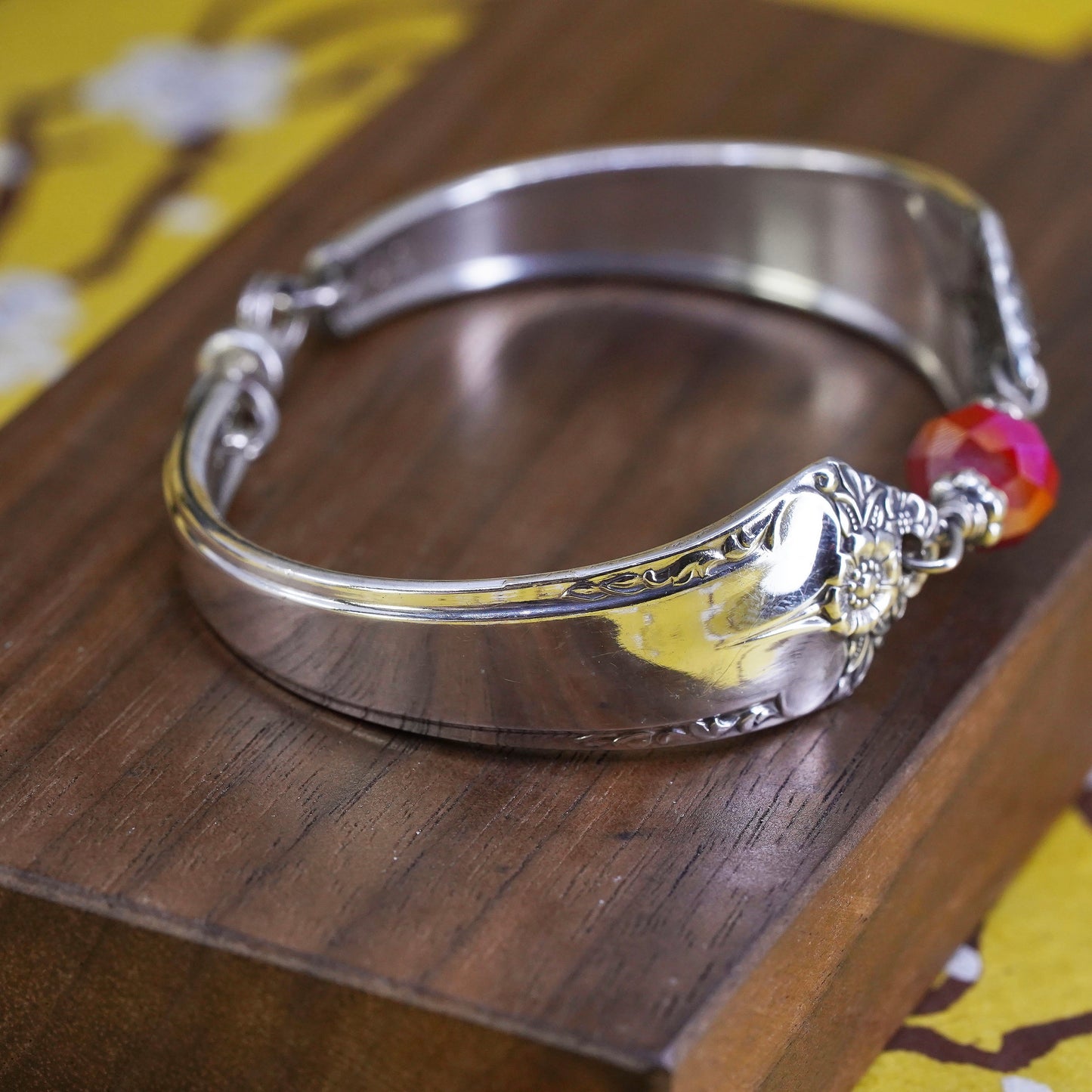 6.5”, Vintage Sterling silver spoon bracelet, 925 Silver Handmade bangle