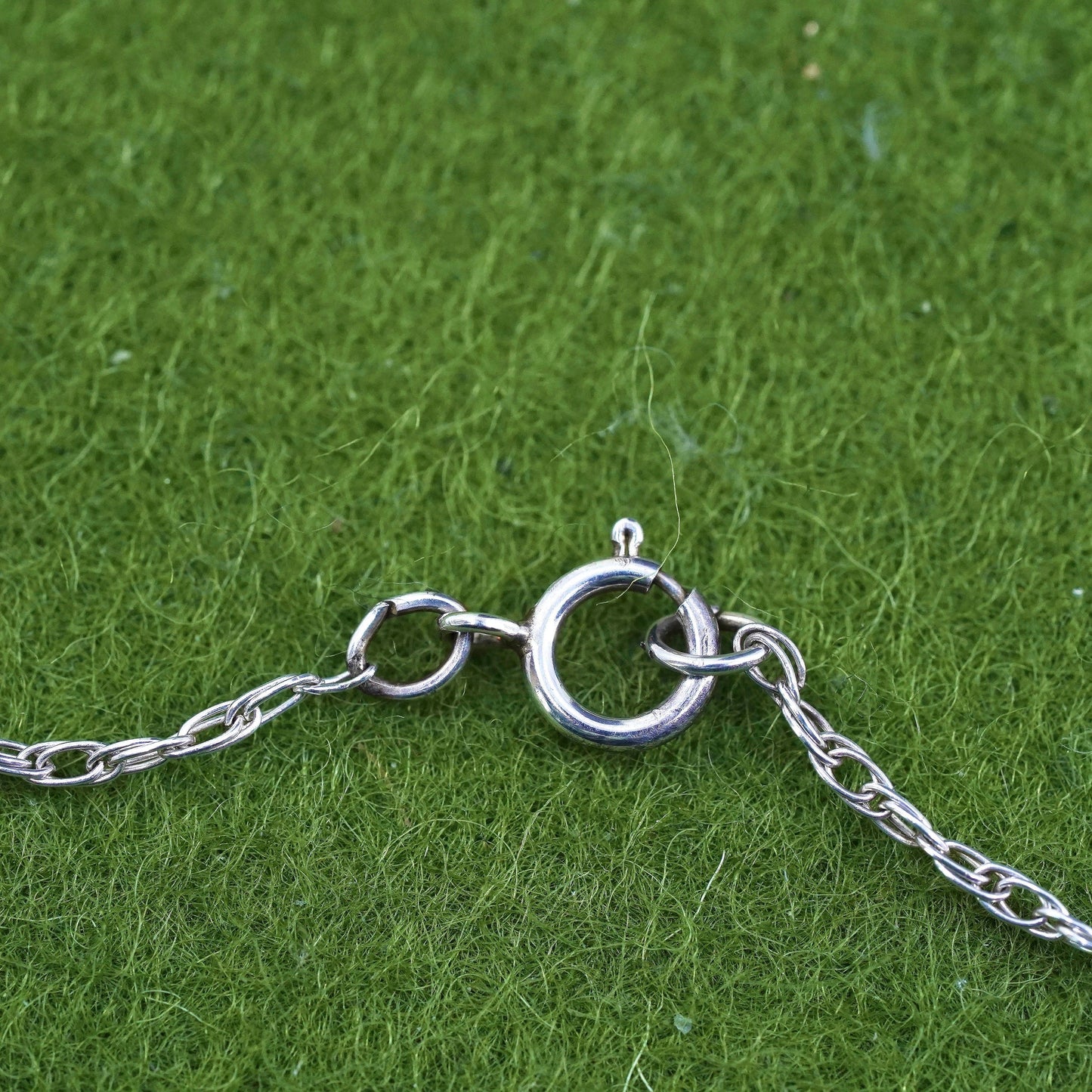 17”, sterling silver necklace, 925 Singapore rope chain oval lock pendant