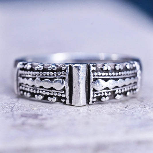 Size 6.5, vintage Sterling silver handmade ring, 925 textured band