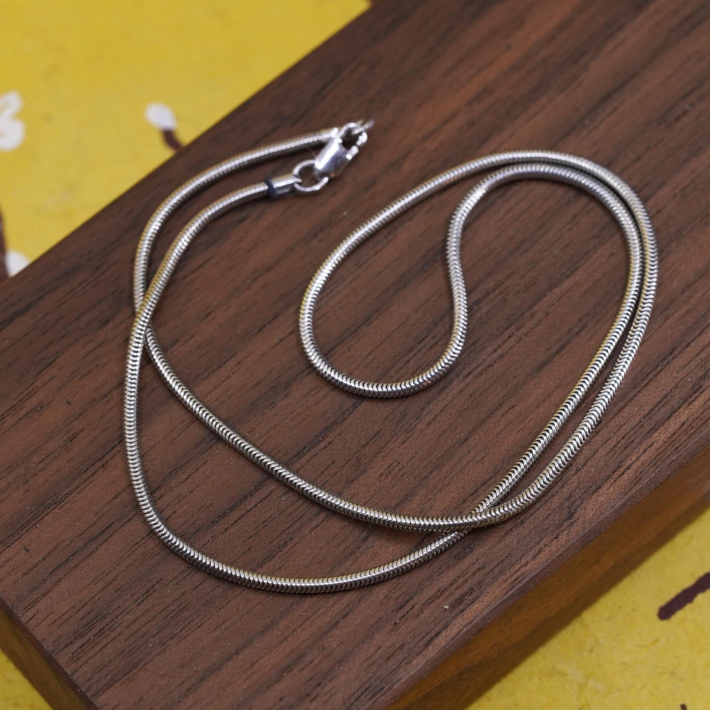 16", 2mm, vintage sterling silver snake chain, Italy 925 silver necklace
