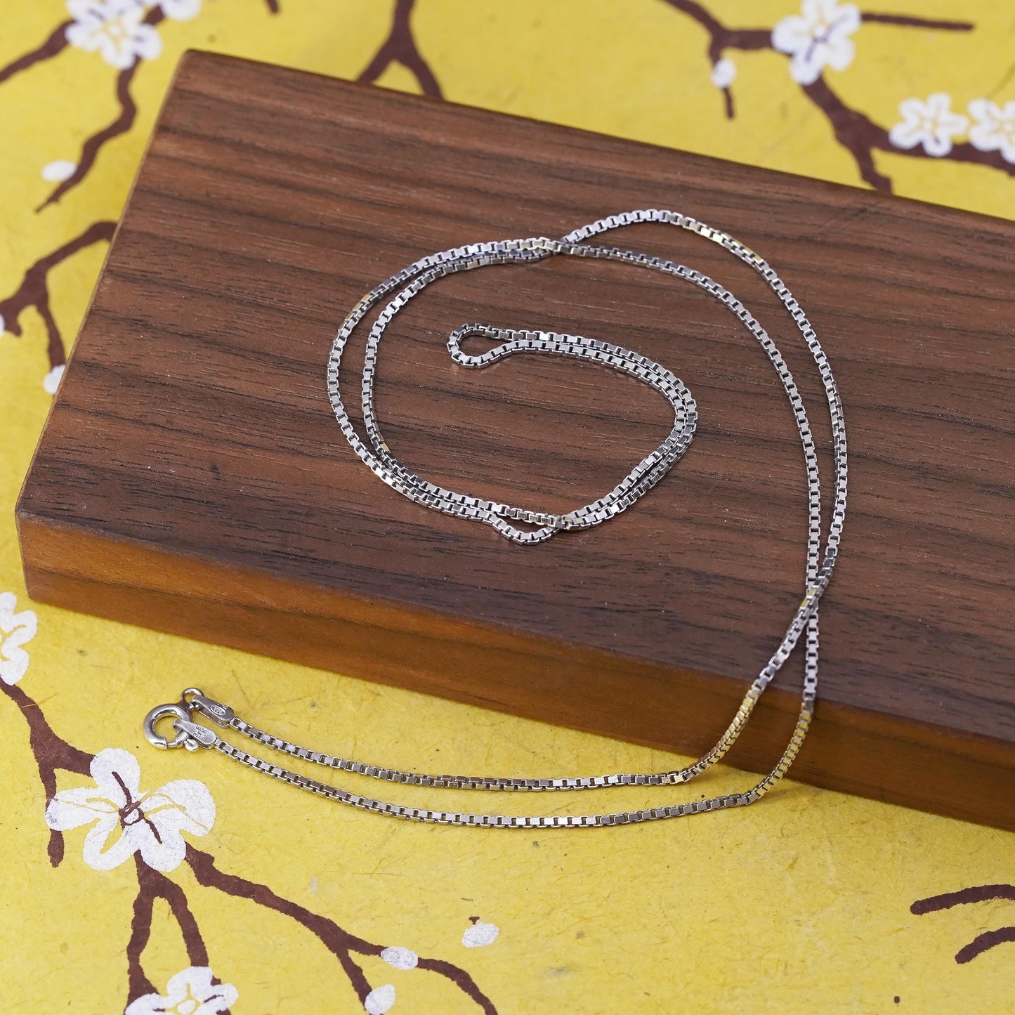 24" 1mm, vintage Italian Milor Sterling silver box chain, 925 necklace