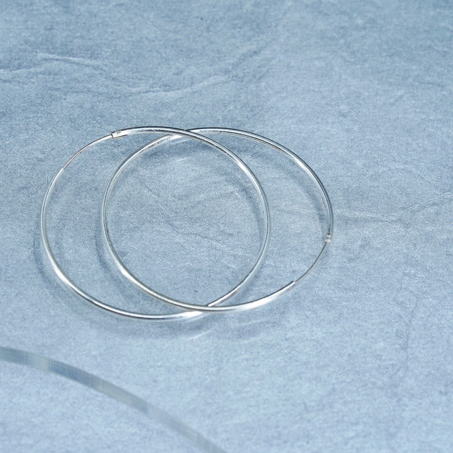 1.5”, vintage Italy Sterling silver handmade earrings, bold 925 hoops