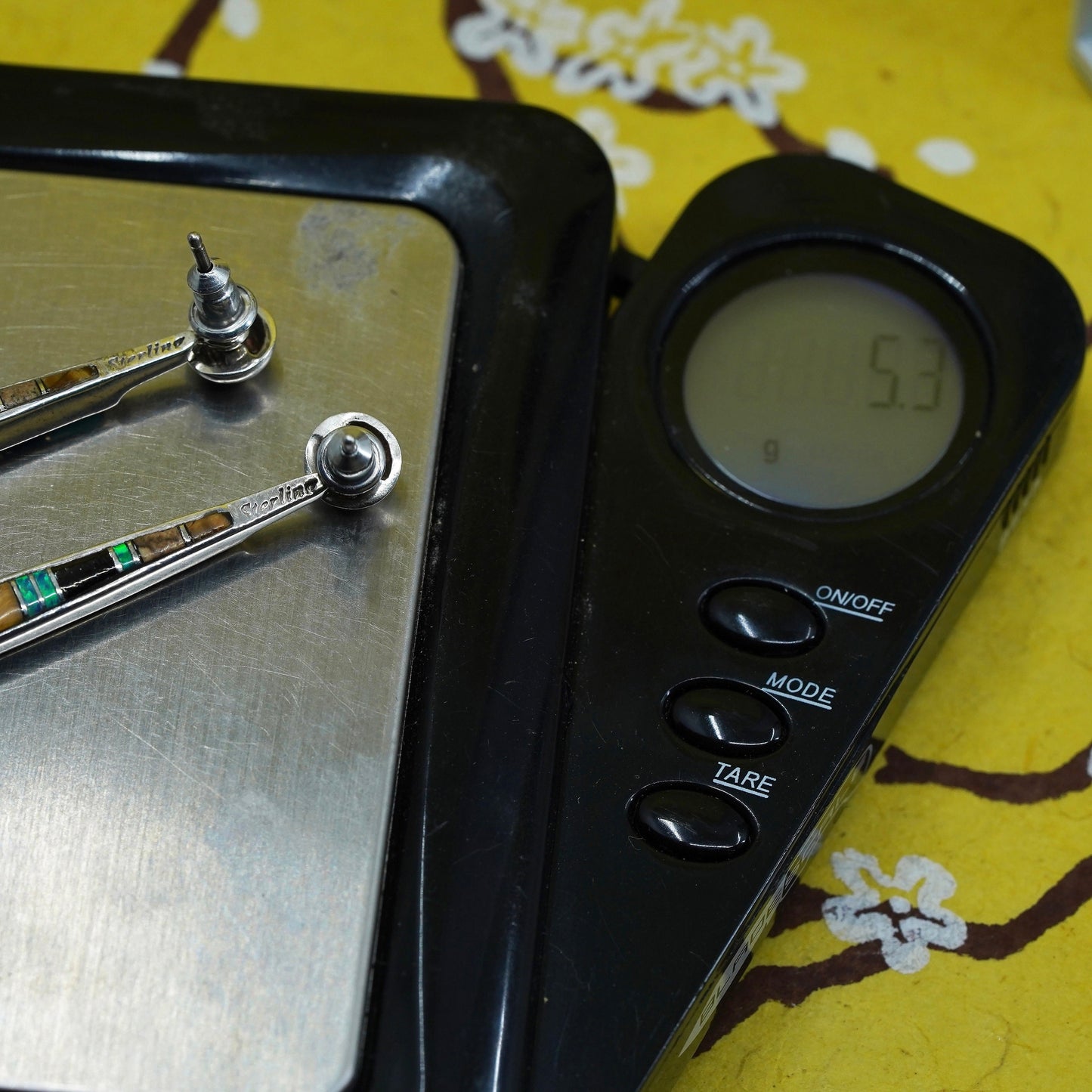 Native American sterling silver earrings, zuni 925 teardrop turquoise opal