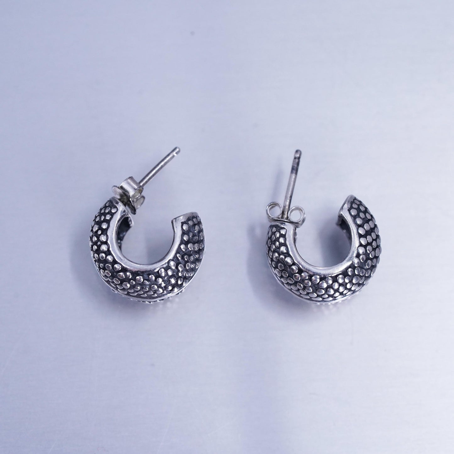 0.5”, VTG Michael Bromberg Sterling silver earrings, 925 huggie beaded hoops