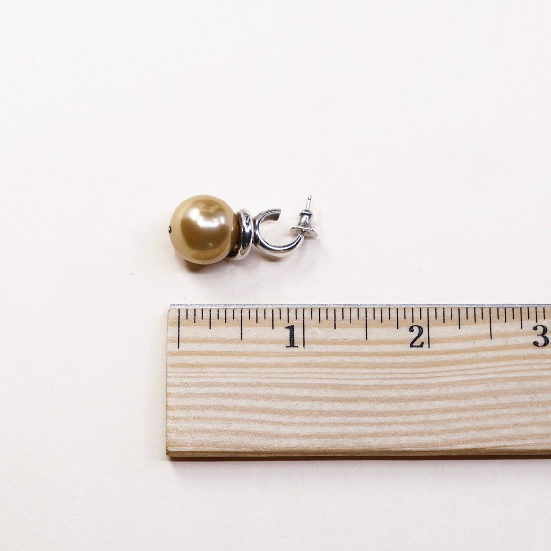 vtg sterling silver freshwater gold pearl earrings, italy 925 huggie earrings