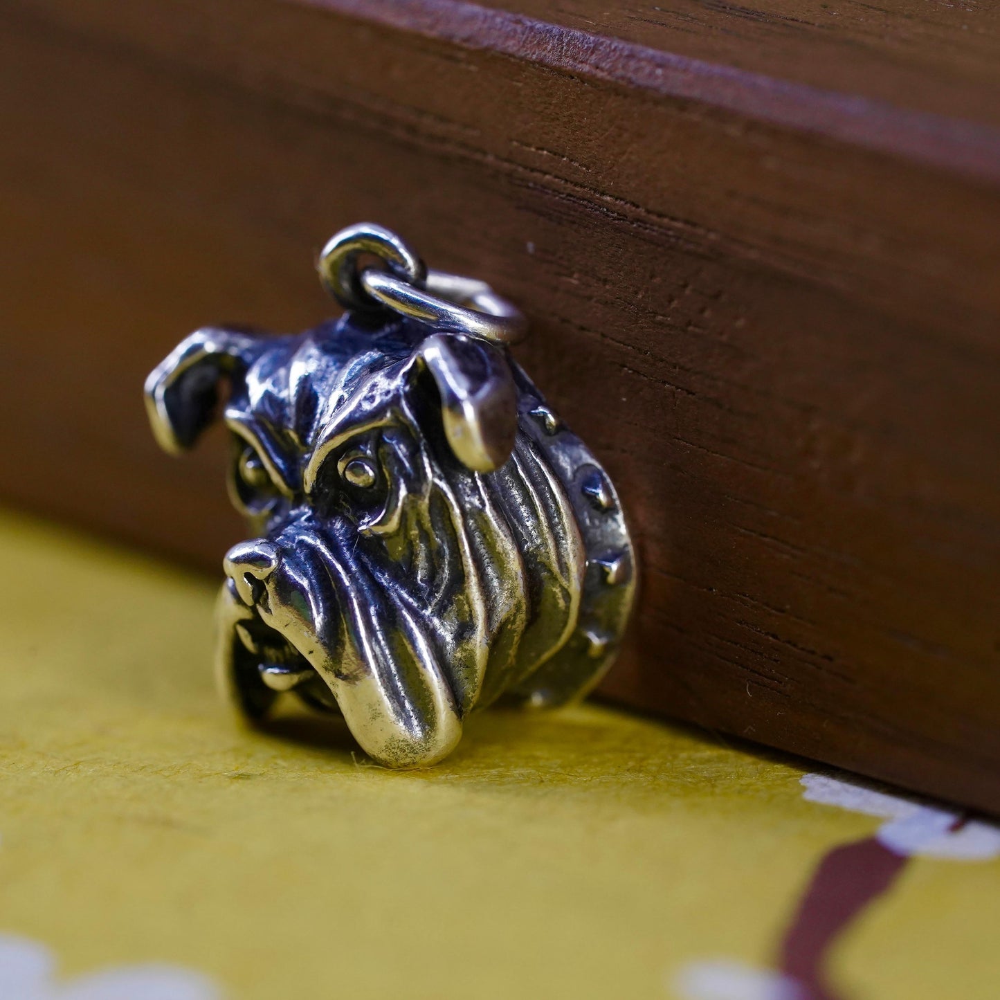 Vintage Sterling silver handmade pendant, 925 bulldog dog charm