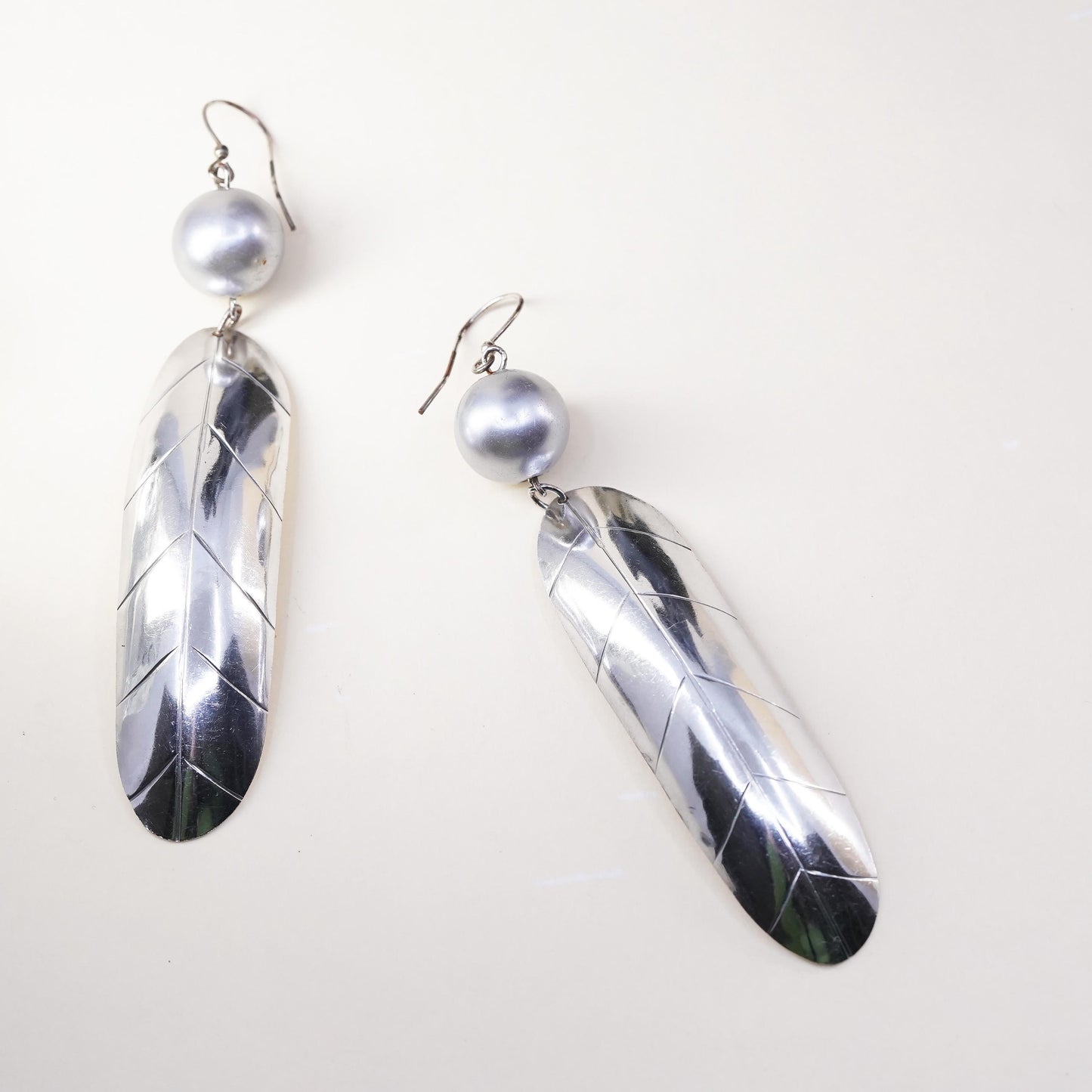 Native American southwestern Sharon Cisco Sterling 925 silver earrings feather