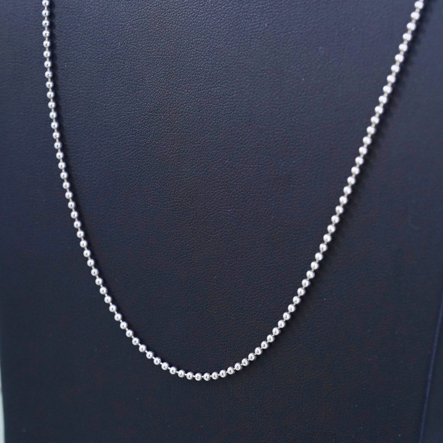 24”, 1mm, Vintage sterling silver necklace, 925 bar chain with beads