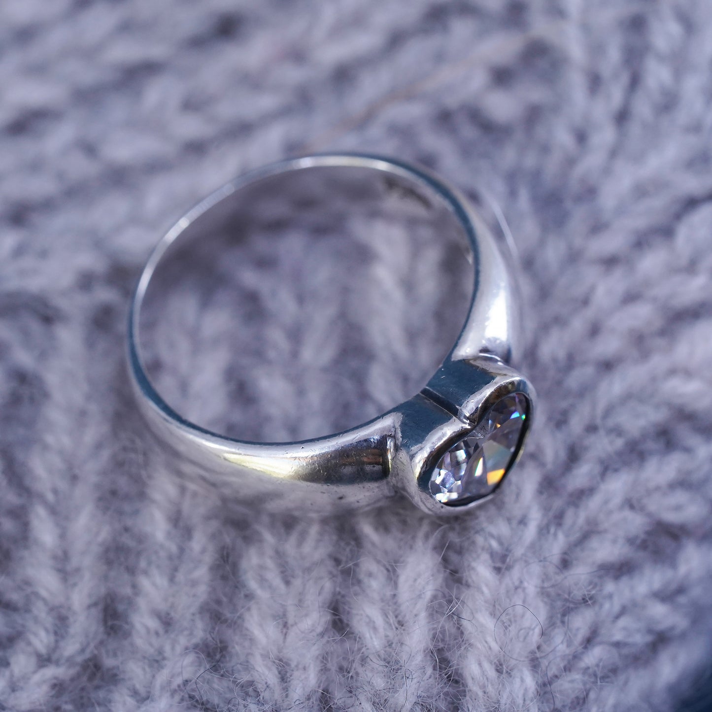 Size 7, vintage Sterling silver 925 engagement ring with cz heart