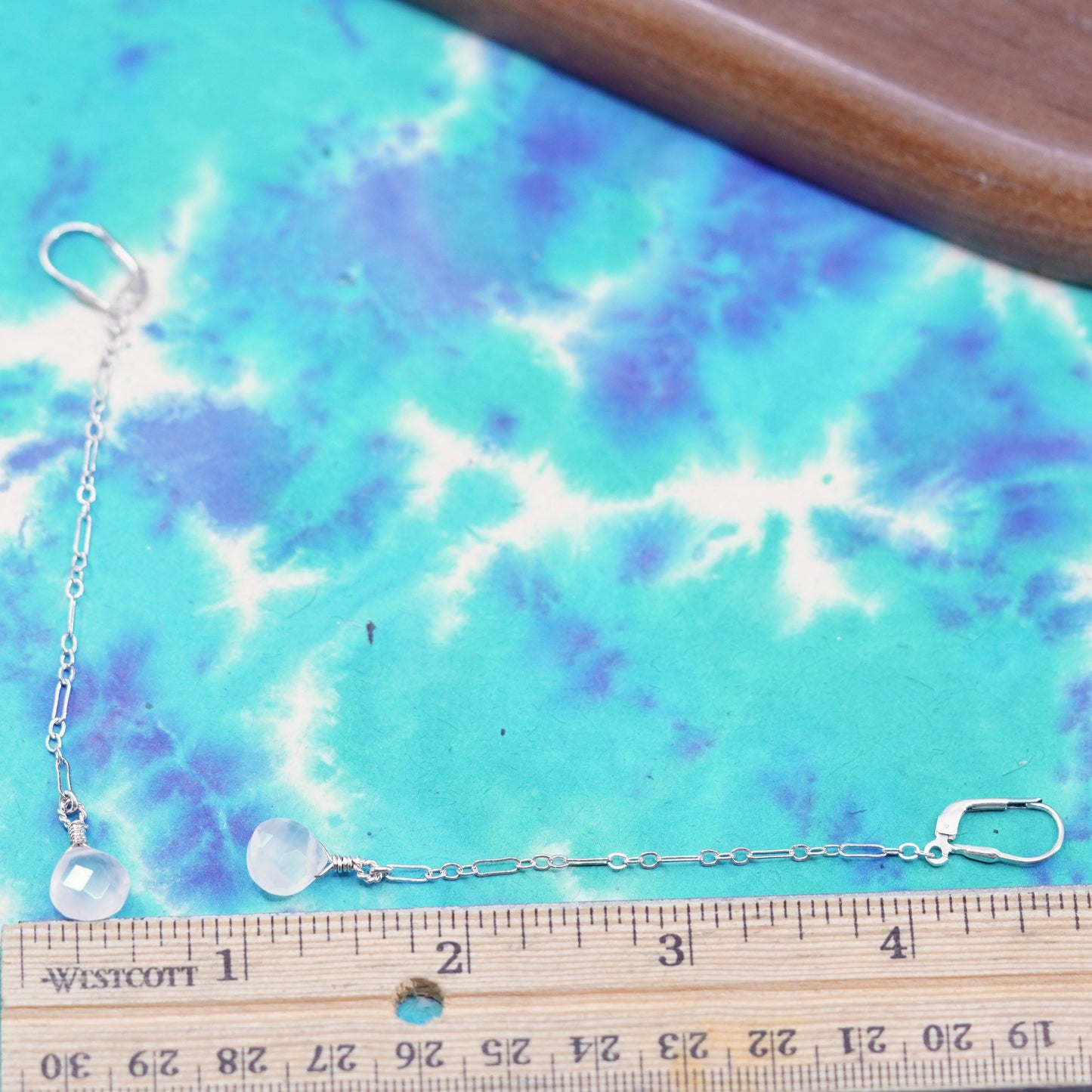 sterling silver handmade earrings, 925 chain drop w/ teardrop pink rose quartz