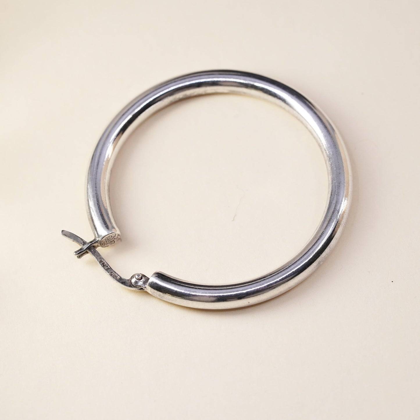 1.5", Vintage sterling 925 silver loop single earring, fashion primitive hoop