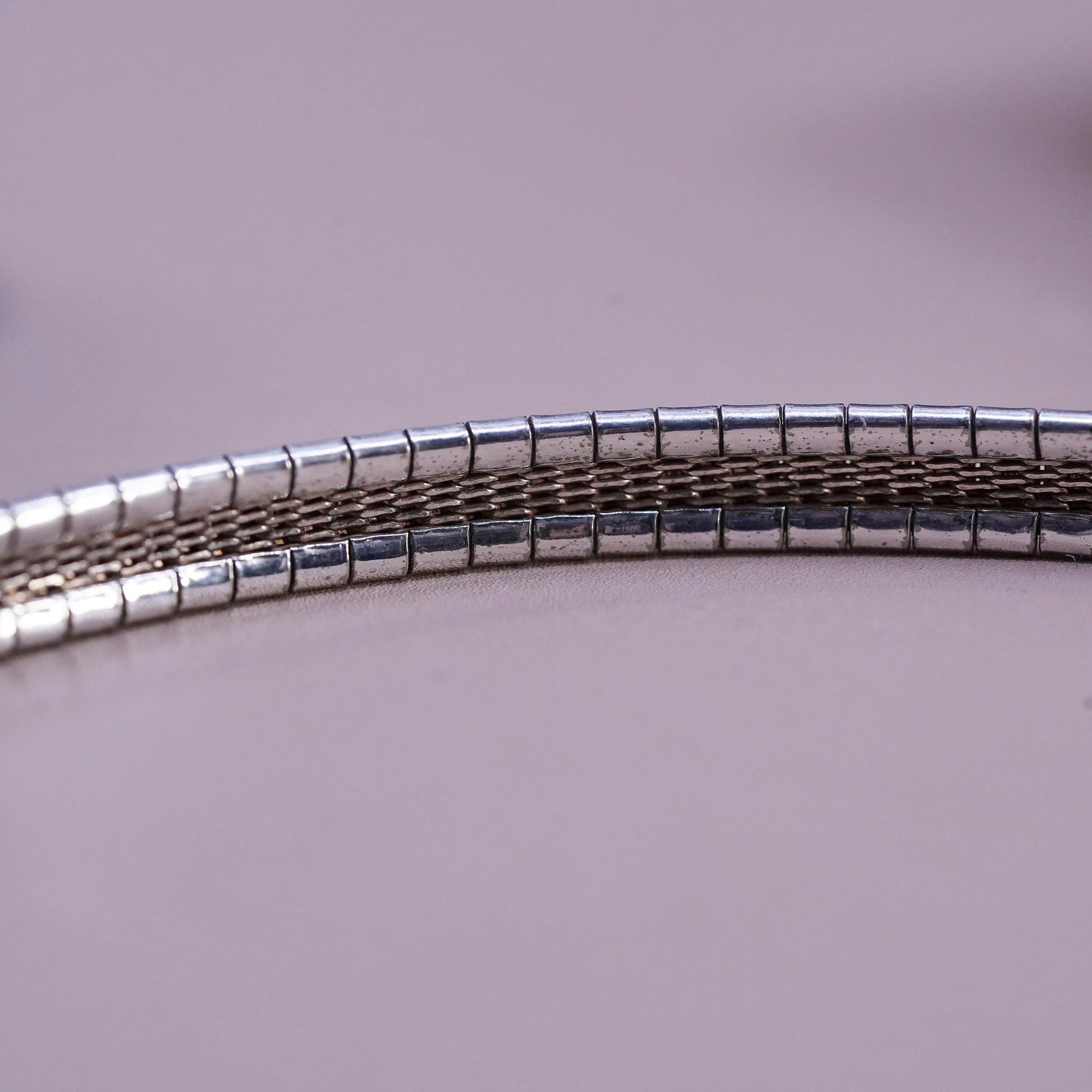 18", vintage Italian Sterling silver handmade necklace, 925 silver omega chain