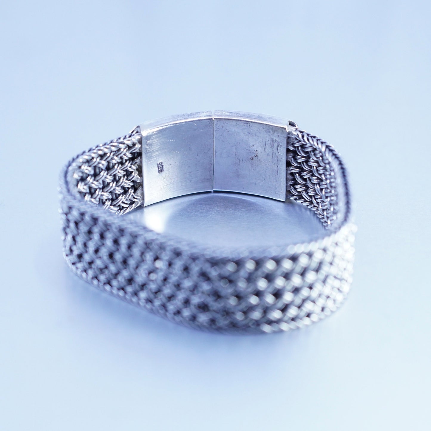 6.75”, Native American Sterling 925 silver handmade wide bangle bracelet