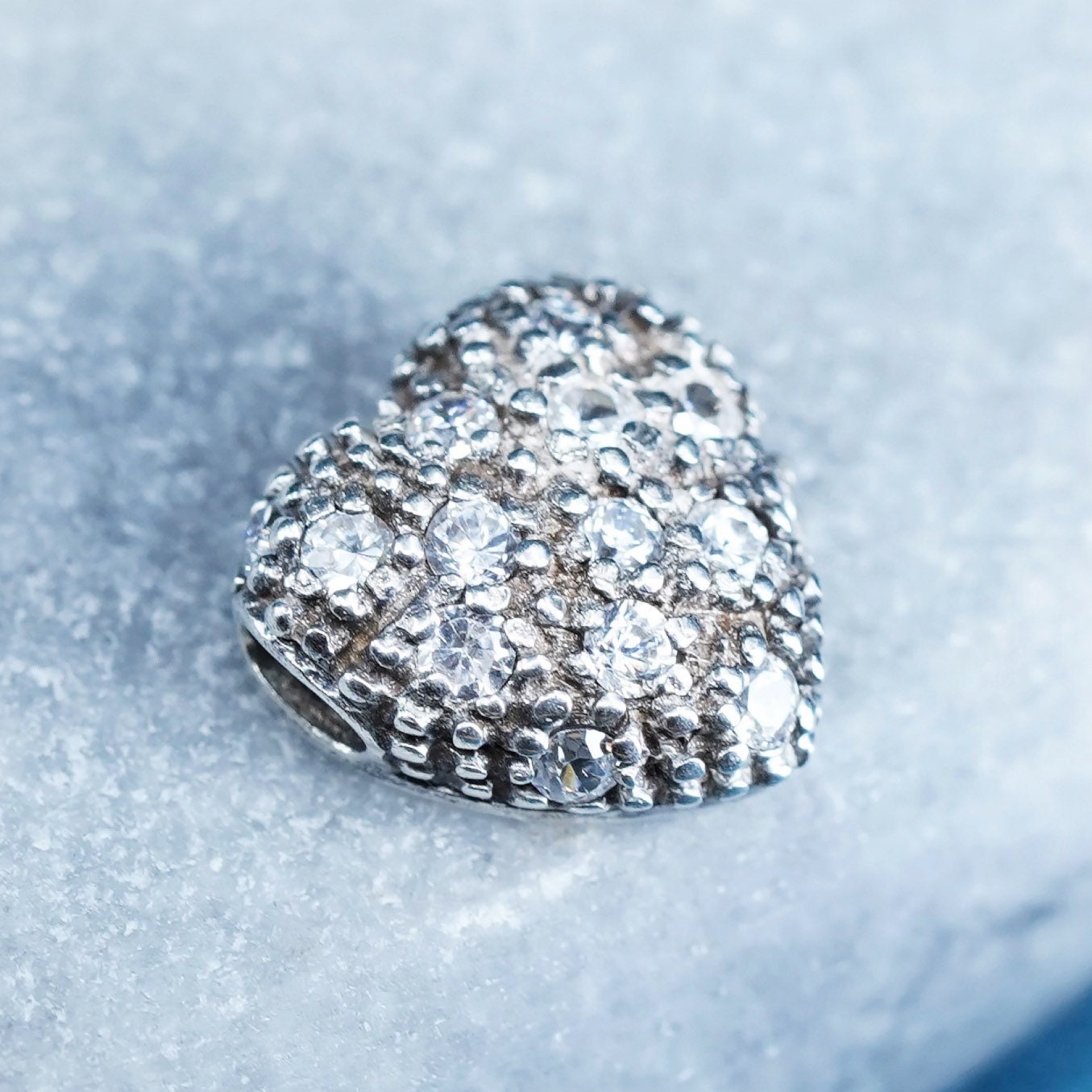Vintage Sterling silver handmade pedant, 925 heart with crystal details