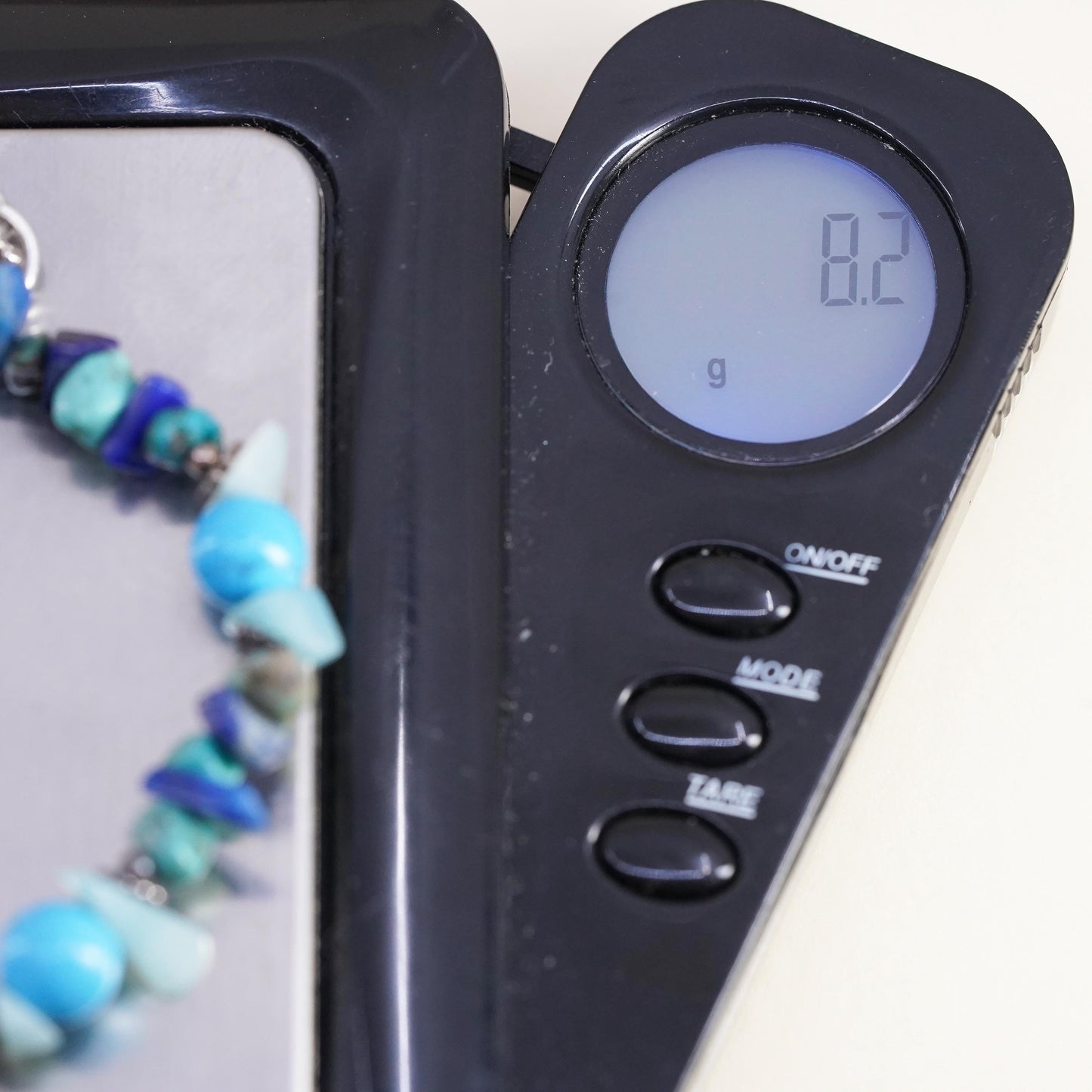 7”, southwestern Sterling 925 silver bracelet turquoise jade lapis lazuli beads