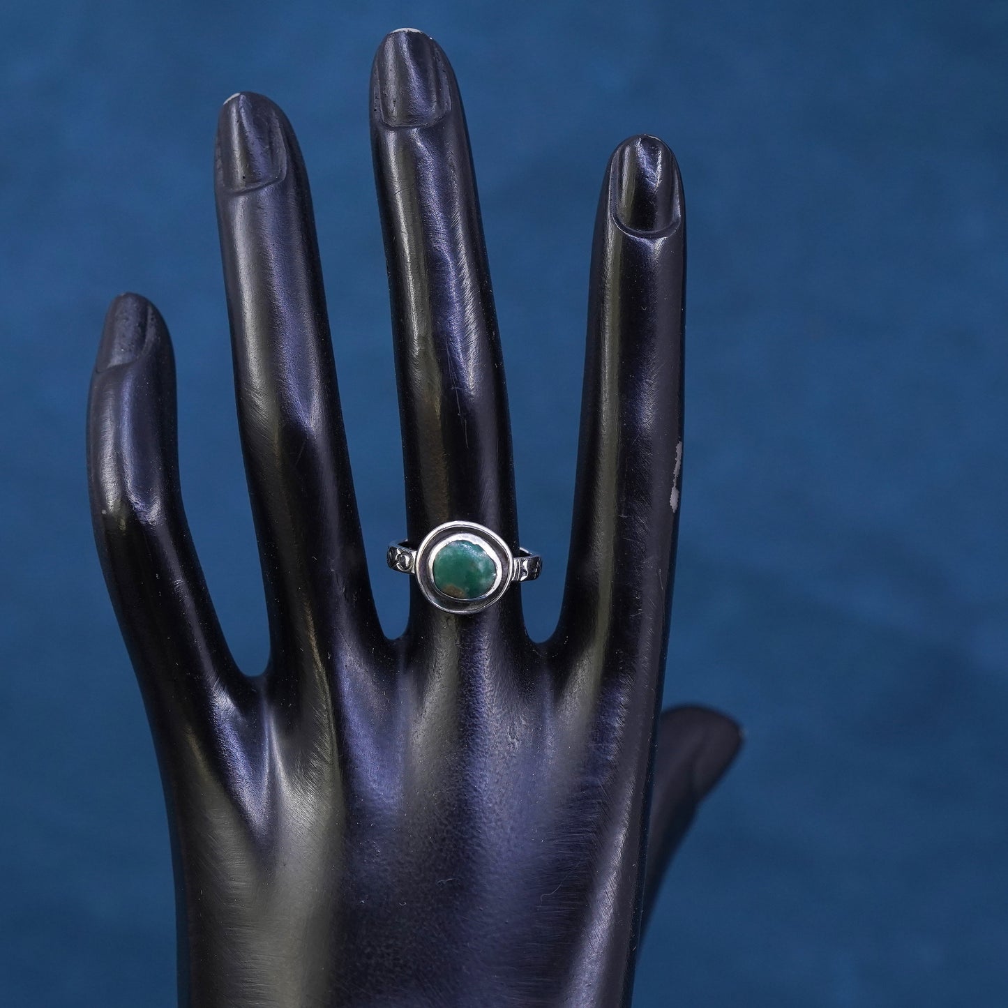 Size 6.5, Native American, southwestern Sterling 925 silver ring with turquoise